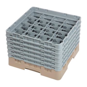 Picture of Cambro Camrack Beige 16 Compartments Max Glass Height 298mm