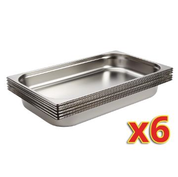 Picture of Vogue Stainless Steel 1/1 Gastronorm Trays 65mm (6 Pack)