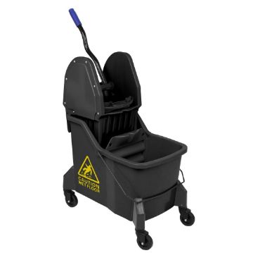 Picture of Jantex Two-Compartment Mop Bucket and Wringer Yellow 30Ltr