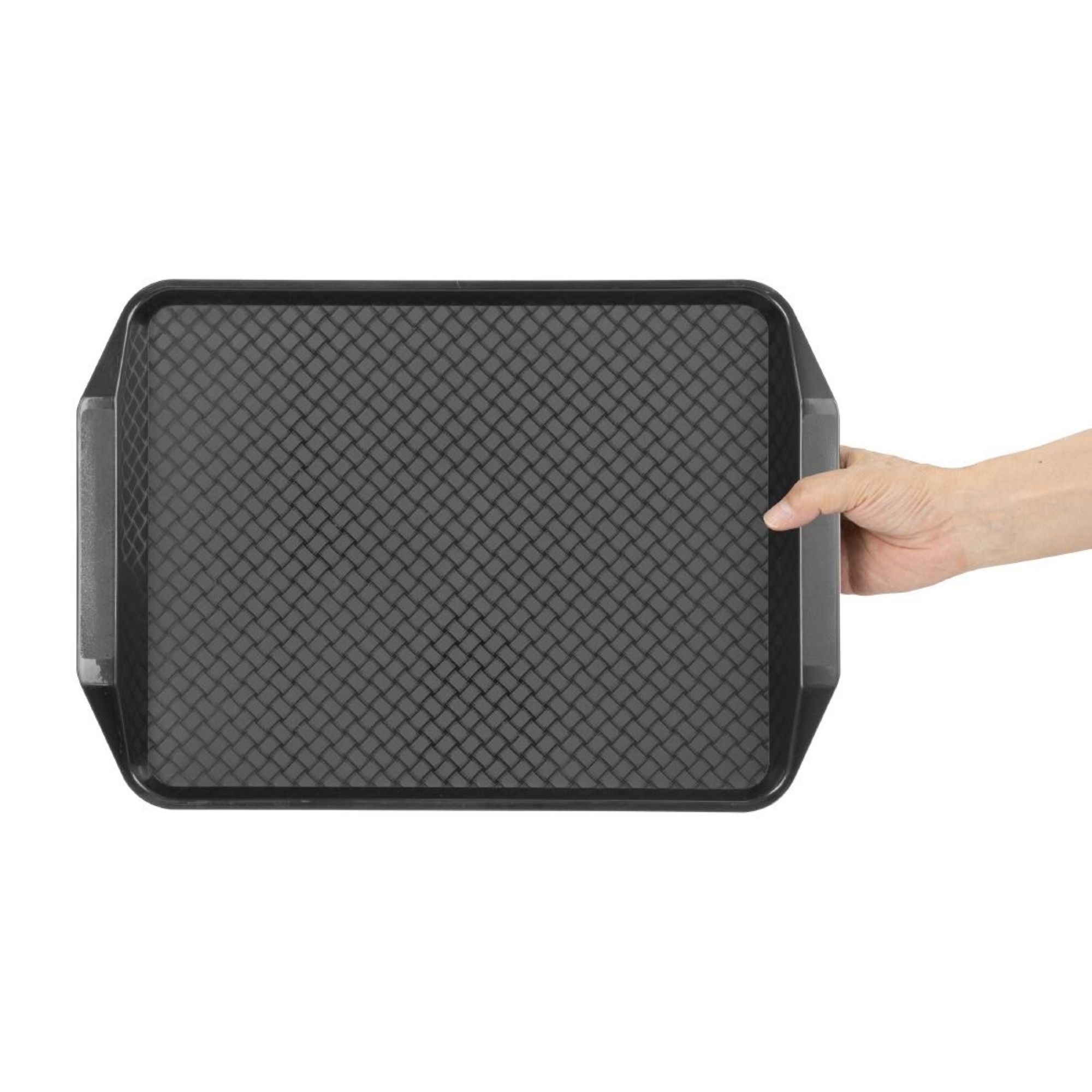 Picture of Olympia Kristallon Handled Fast Food Tray Black 435x305mm