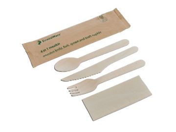 Picture of 4 In1 Wooden Cutlery Set (500)