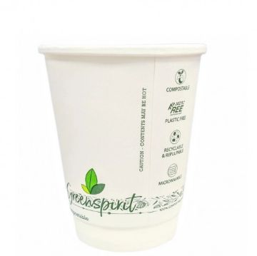 Picture of 8oz White Double Wall Compostable Coffee Cup (500)