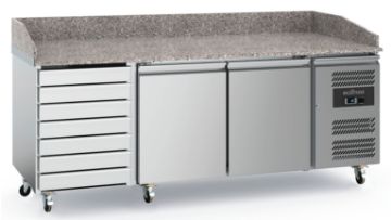Picture of PIZZA COUNTER 2 DOORS 7 DRAWERS  WITH WHEELS