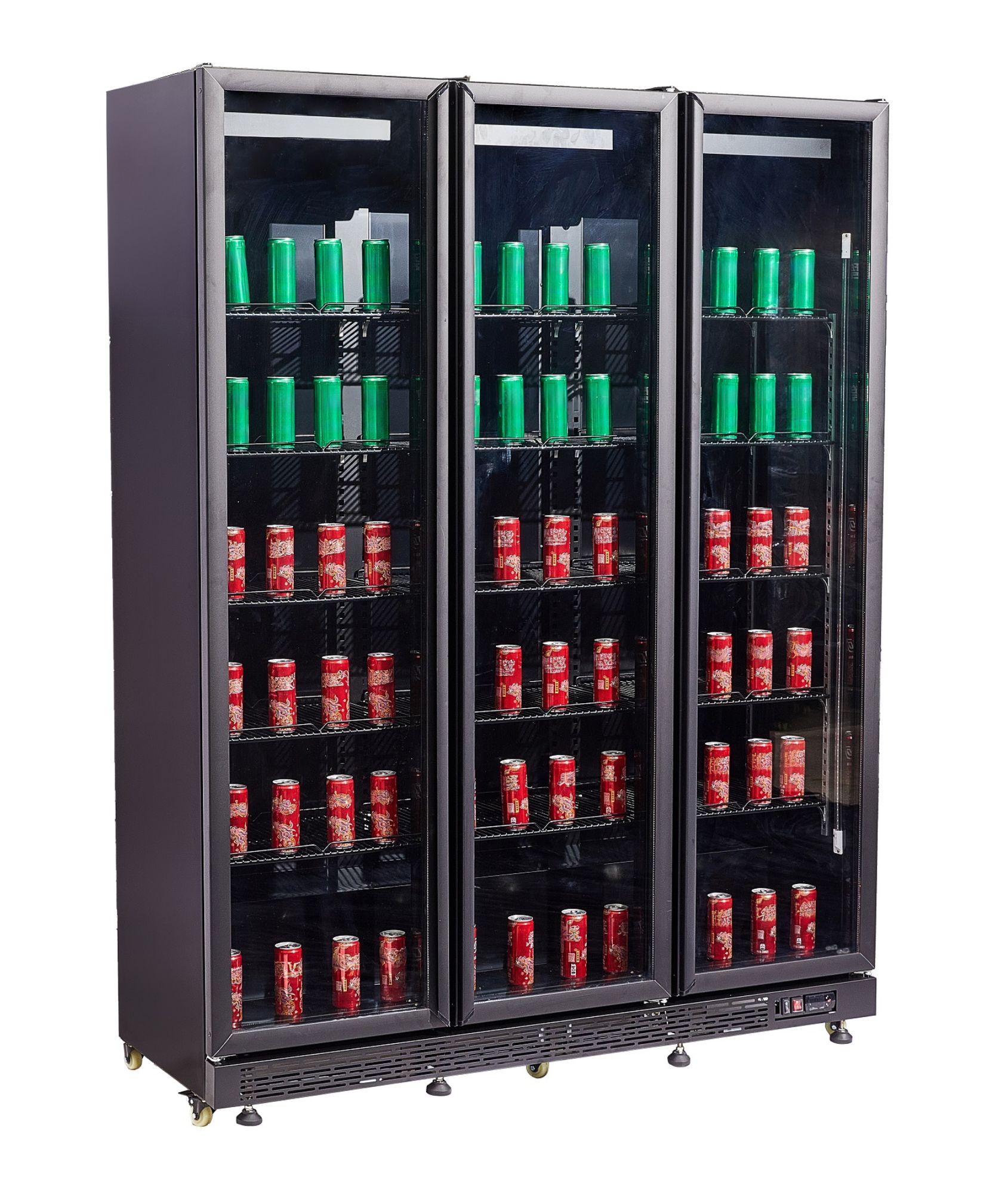 Picture of REFRIGERATOR 3 GLASS DOORS BLACK NAP-1200 HT - WITH DOOR HEATING