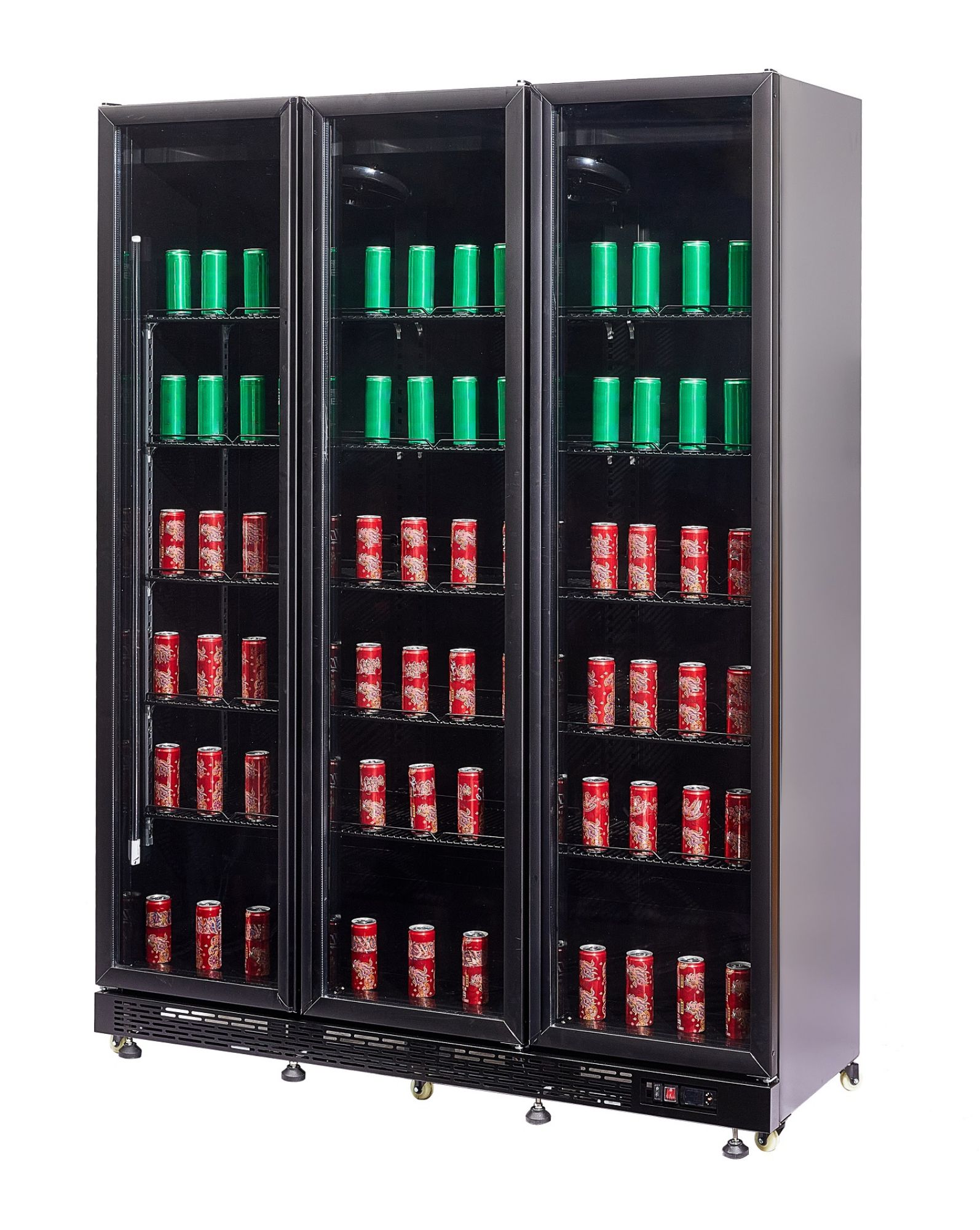 Picture of REFRIGERATOR 3 GLASS DOORS BLACK NAP-1200 HT - WITH DOOR HEATING