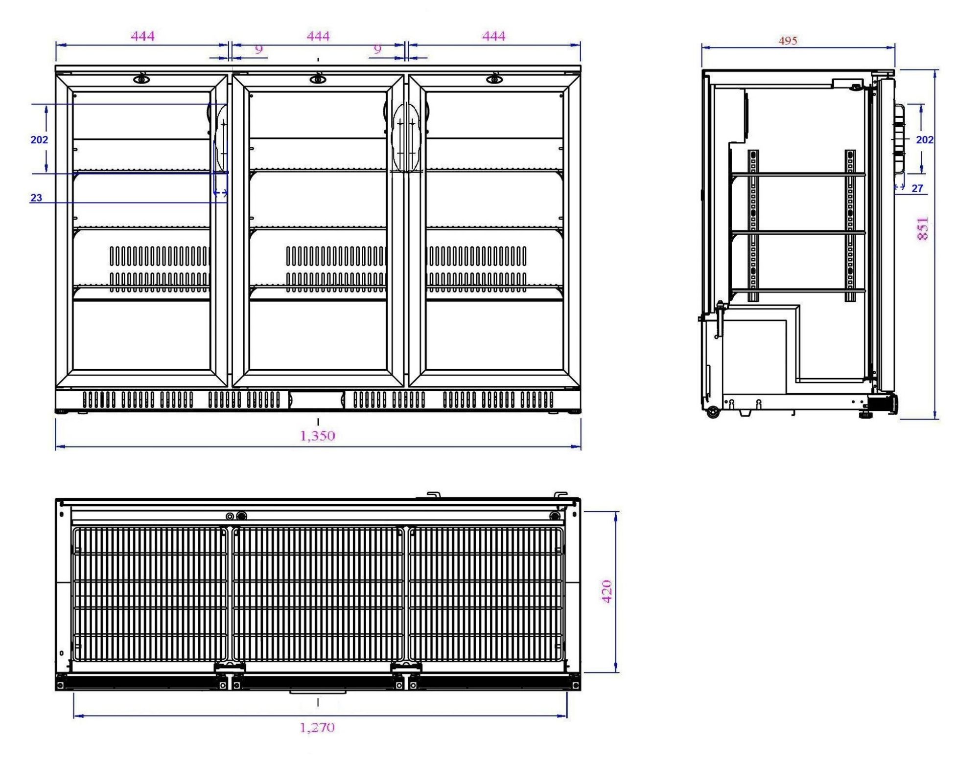 Picture of BACKBAR COOLER BLACK 3 DOORS