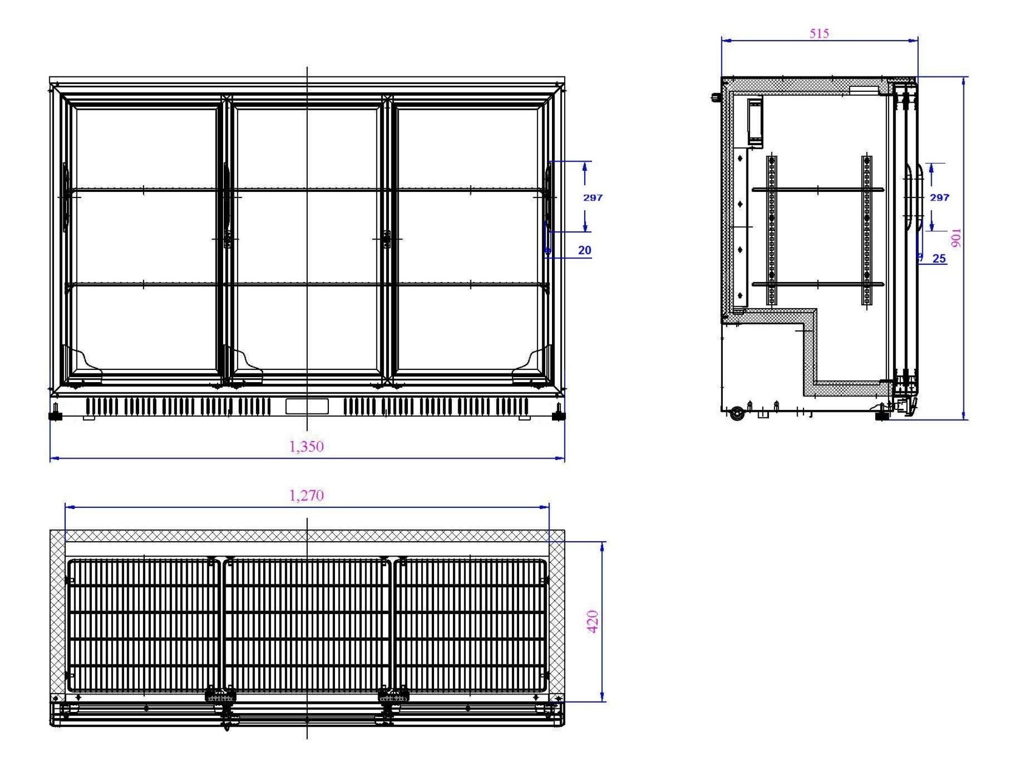 Picture of BACKBAR COOLER BLACK 3 SLIDING DOORS