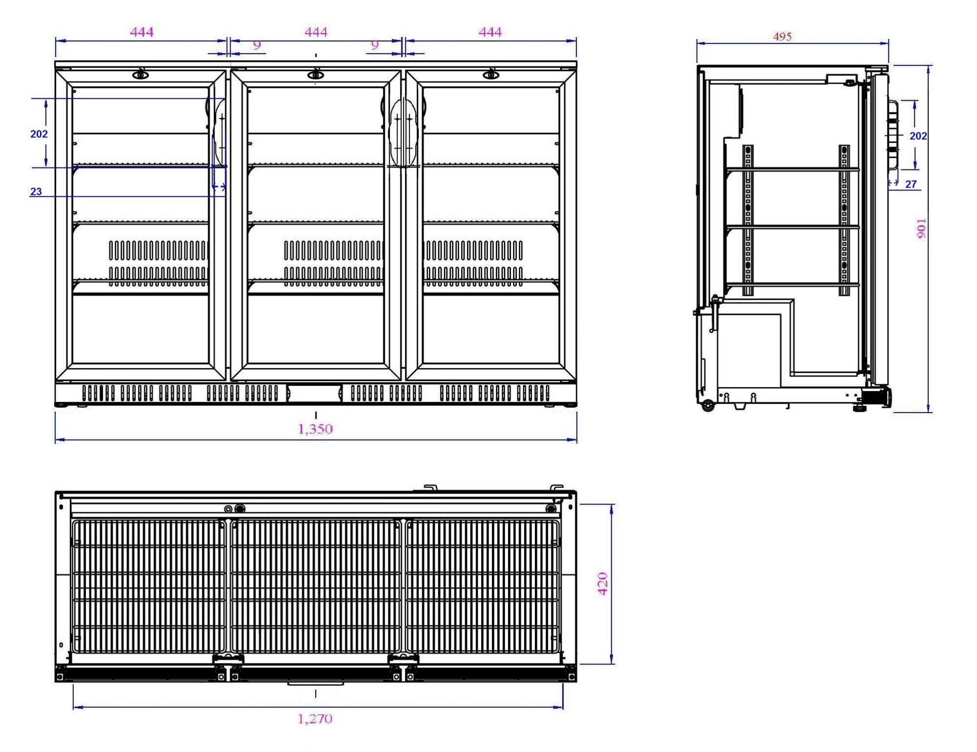 Picture of BACKBAR COOLER BLACK 3 DOORS