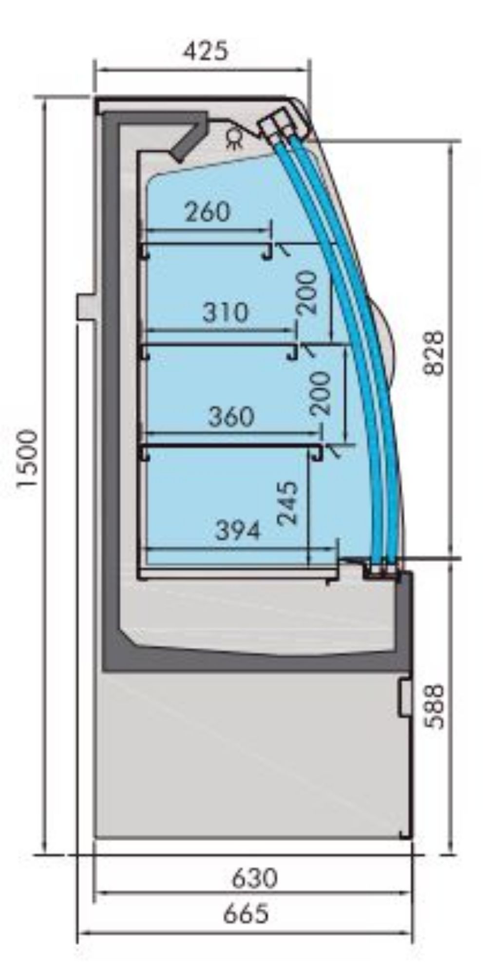 Picture of CombiSteel Patisserie Display Noah Doors 1.5m