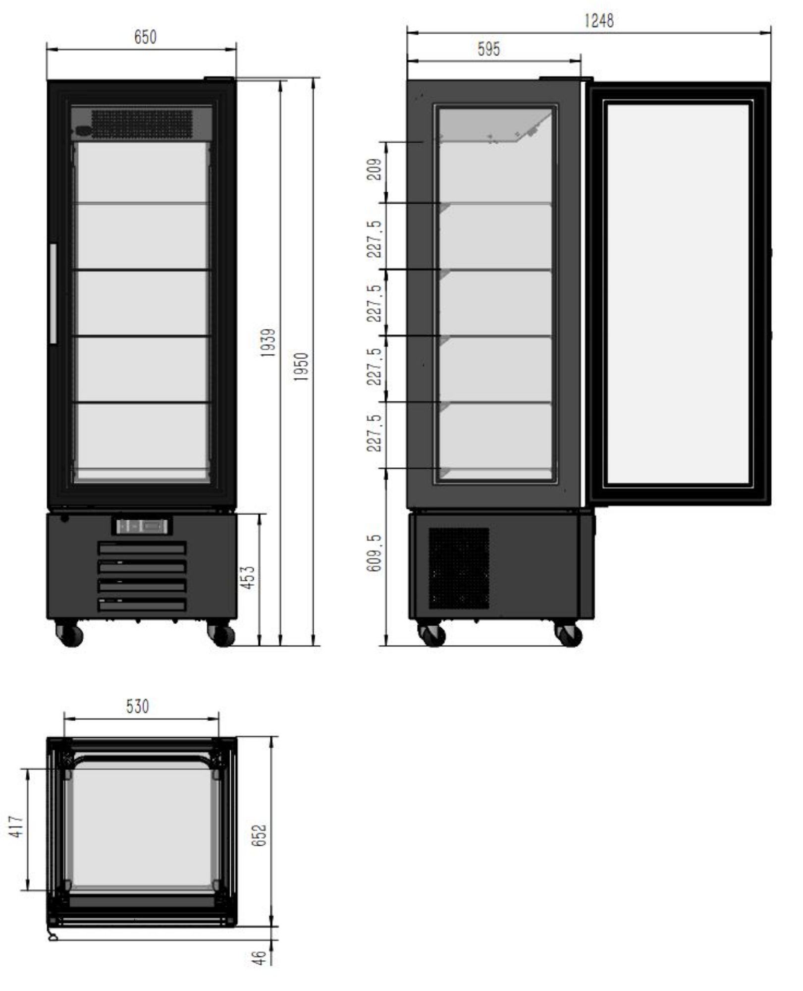 Picture of CombiSteel Black Dessert Display Fridge 1950