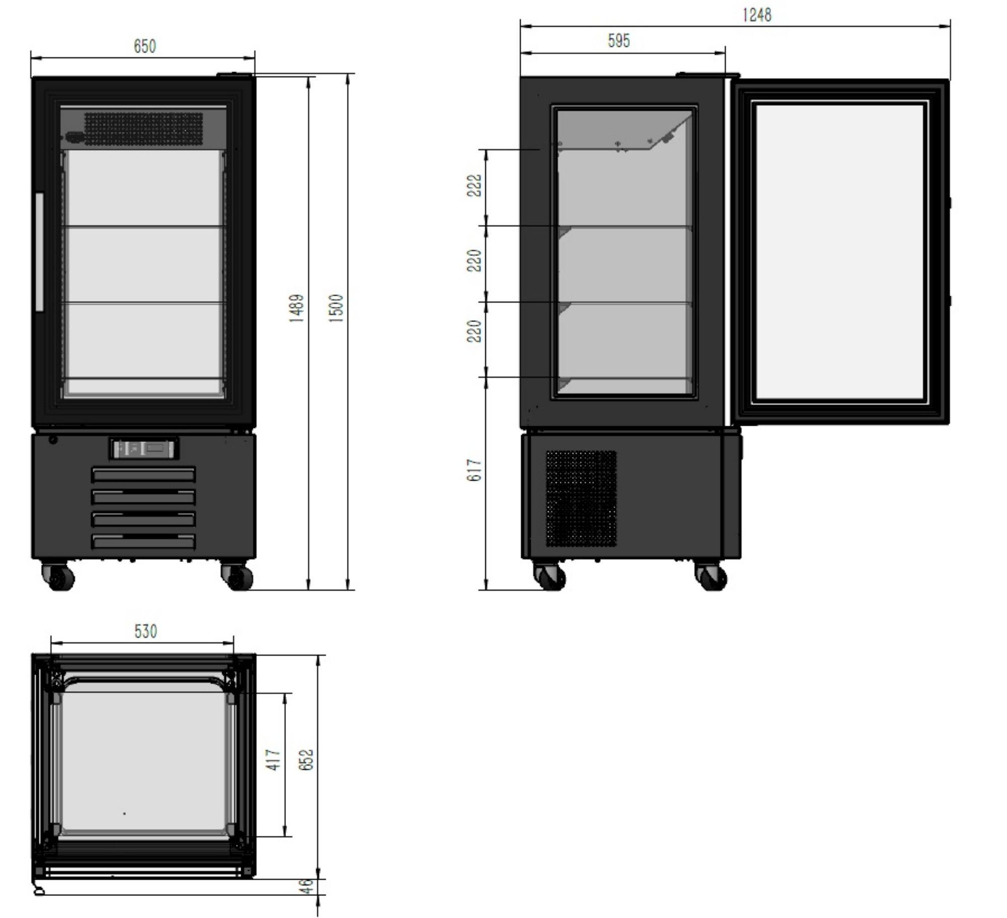 Picture of CombiSteel Black Dessert Display Fridge 1500