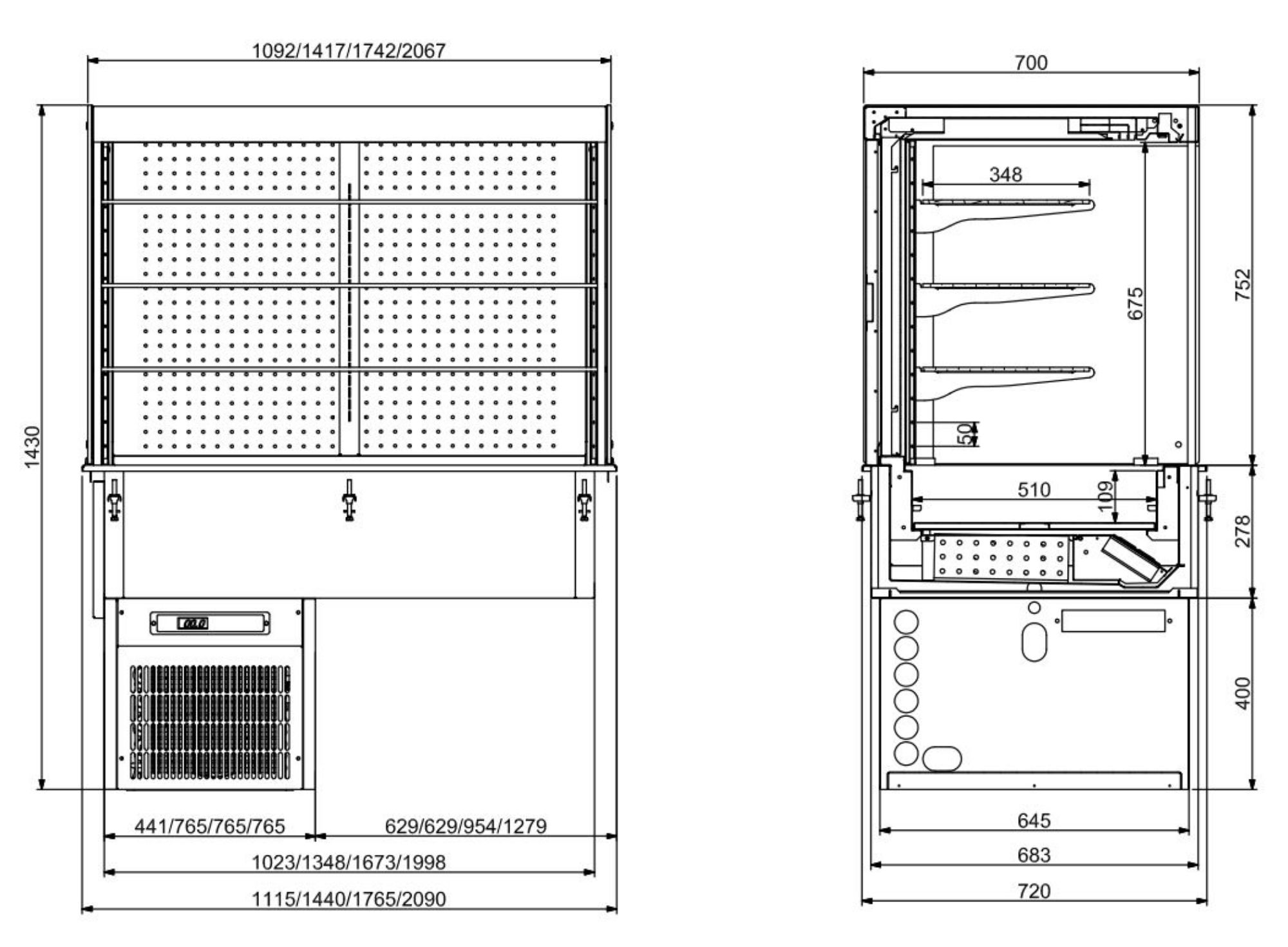 Picture of CombiSteel Drop-In Cubic Refrigerated Display WALL MODEL - ROLL UP 4/1