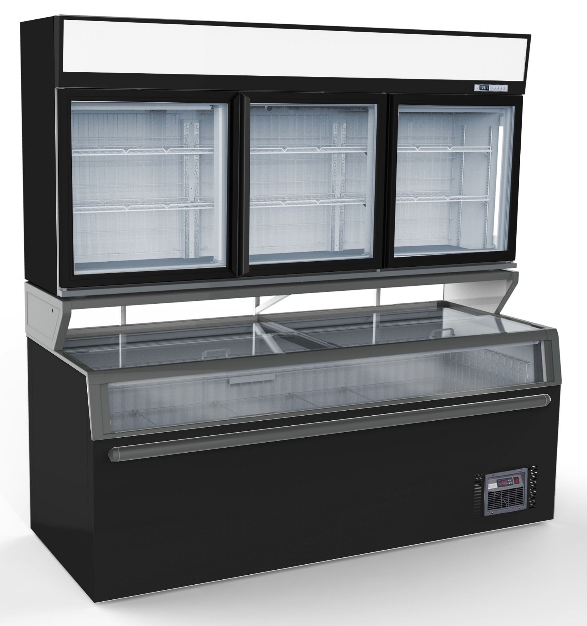 Picture of CombiSteel Wall Mounted Cold&Freezer Unit Black 3 Glass Door