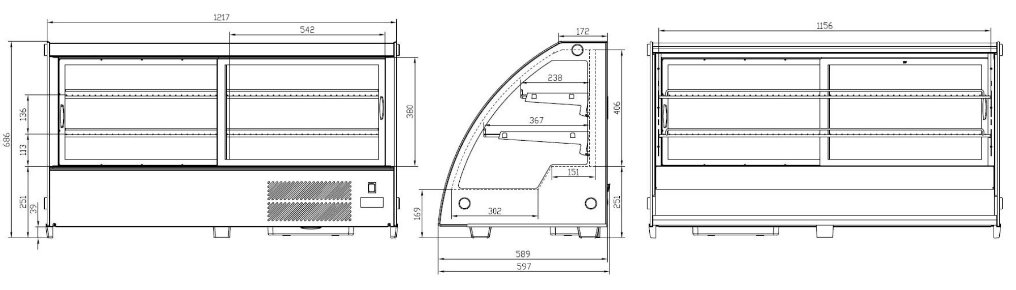 Picture of CombiSteel Cold Display Patisserie 201 Litre Curved