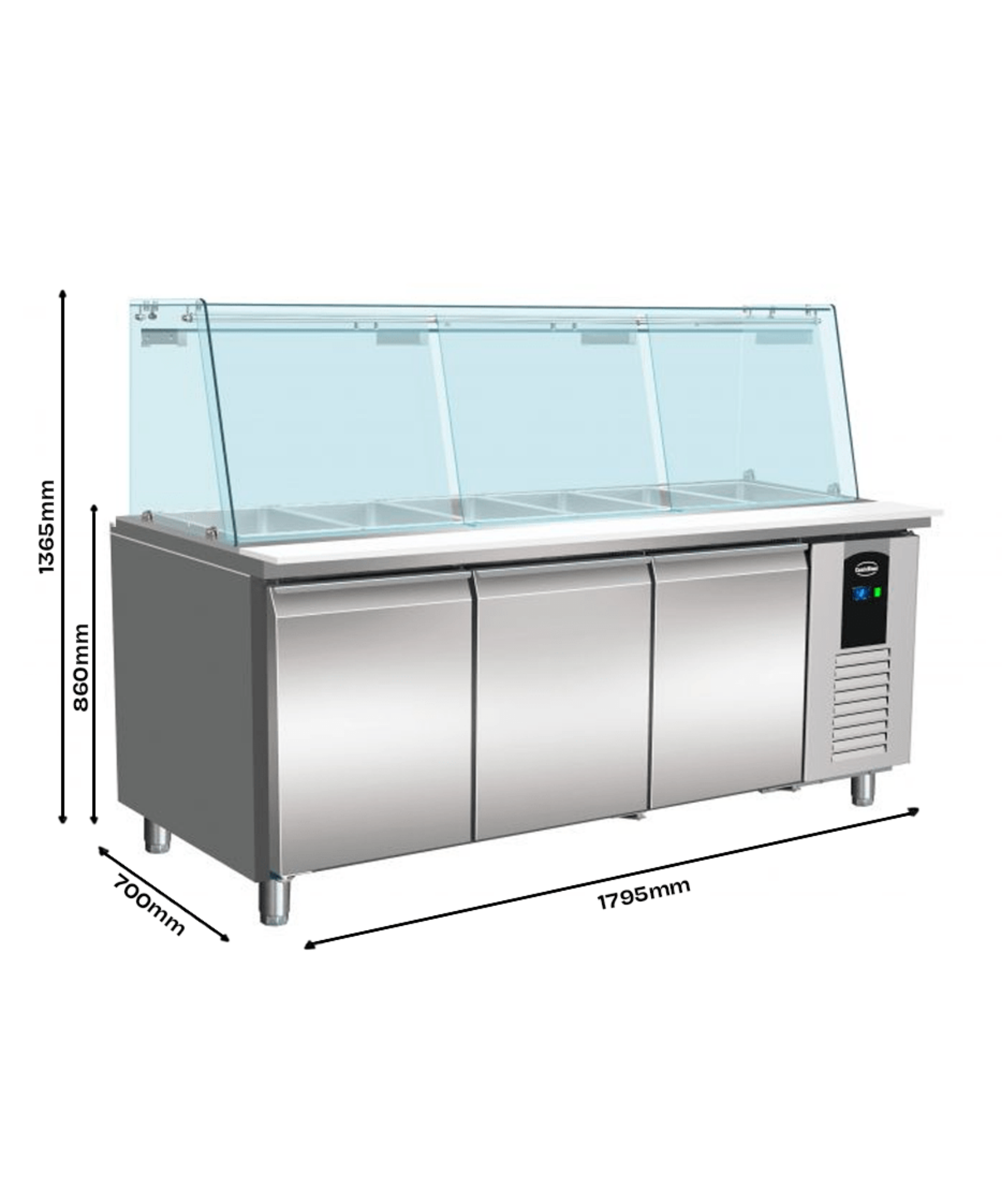 Picture of CombiSteel Saladette 3 Door with Glass Cover 5x1/1 GN