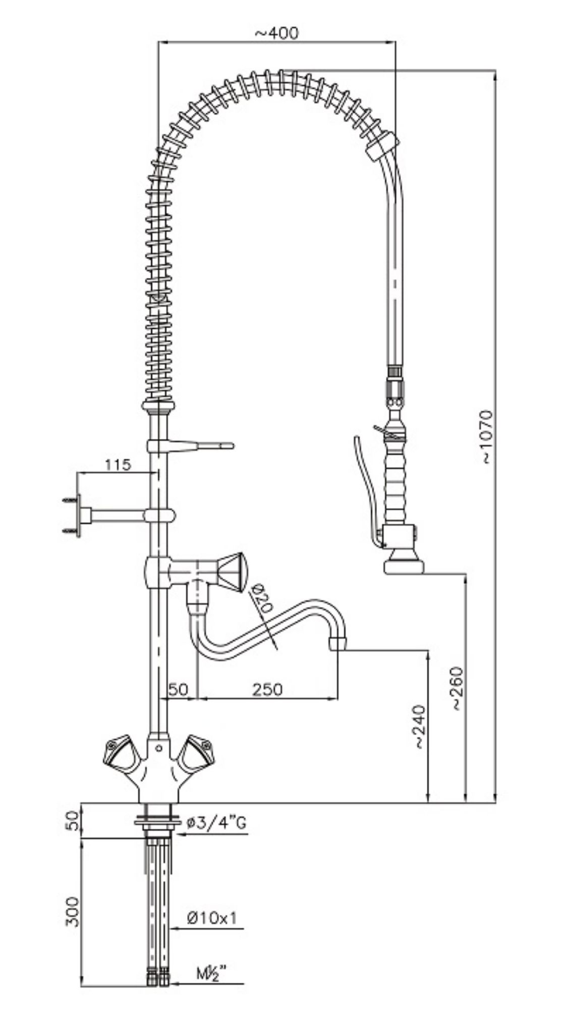 Picture of CombiSteel Pre-rinse Unit Wall-Mounted 1 Inlet