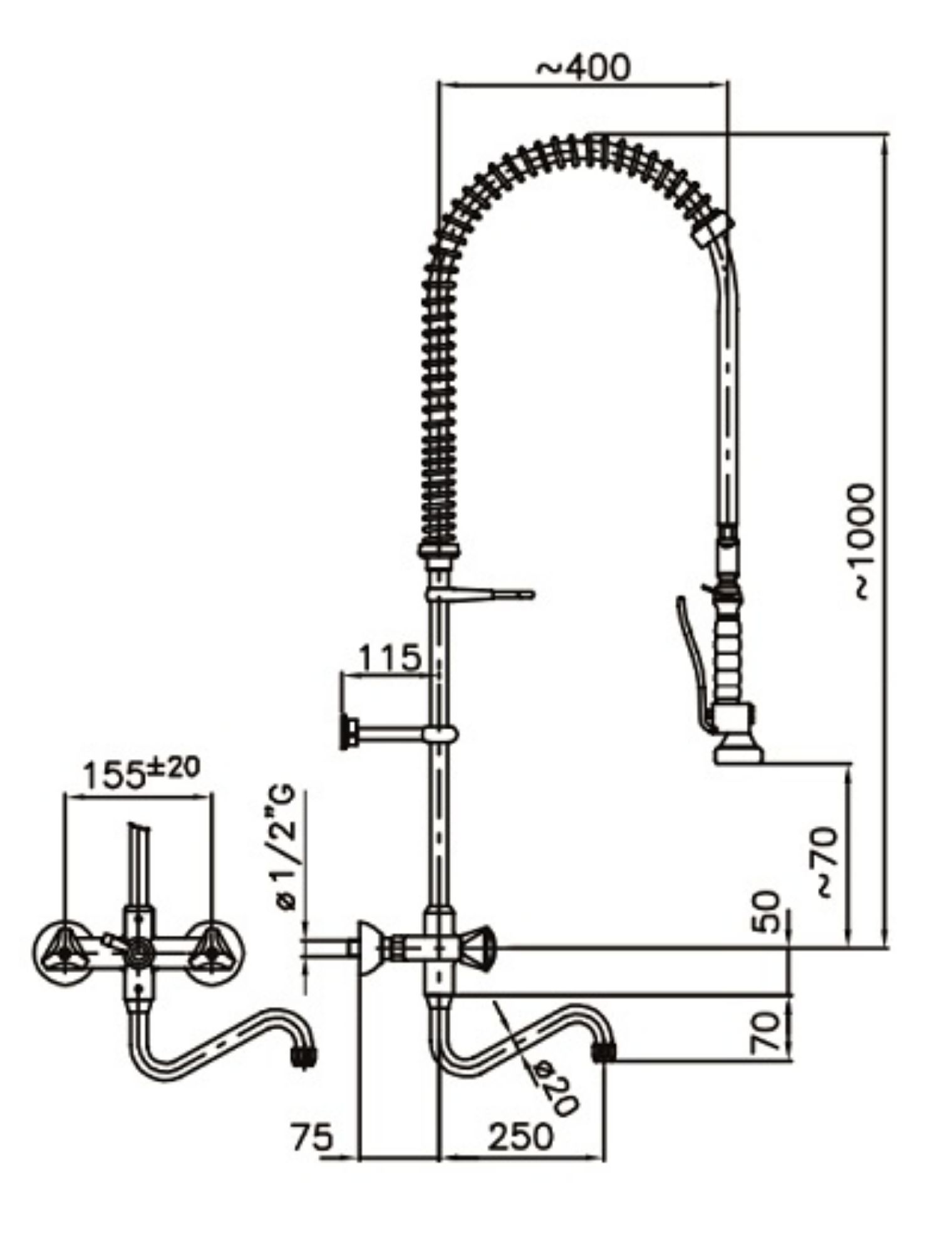 Picture of CombiSteel Pre-rinse Unit Wall-Mounted 2 Inlet