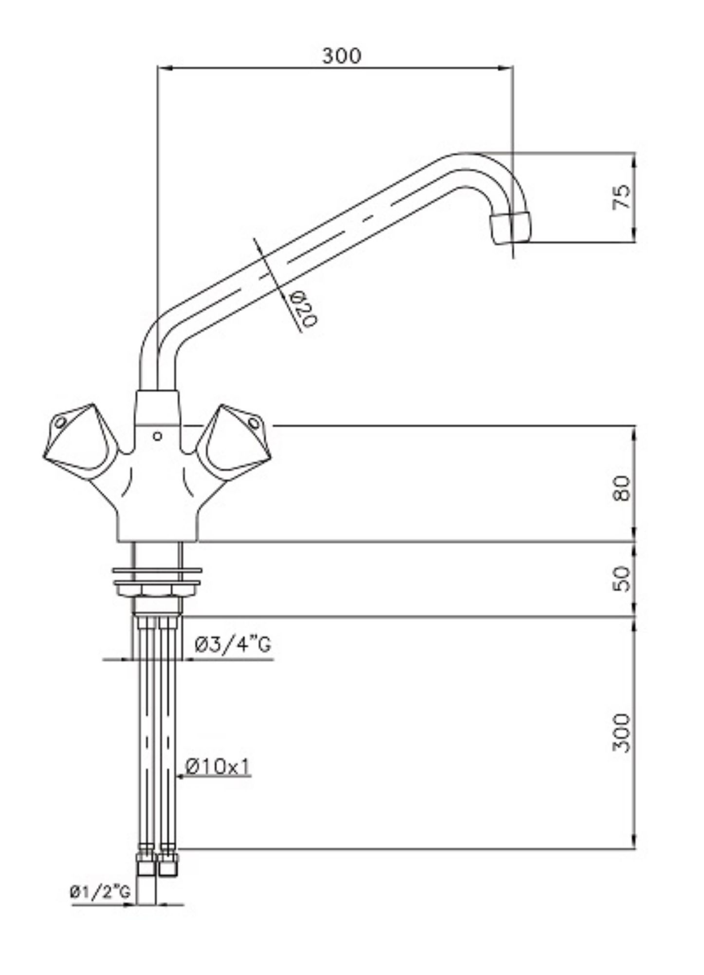 Picture of CombiSteel Mixing Faucet 2 Side Tap 1,6