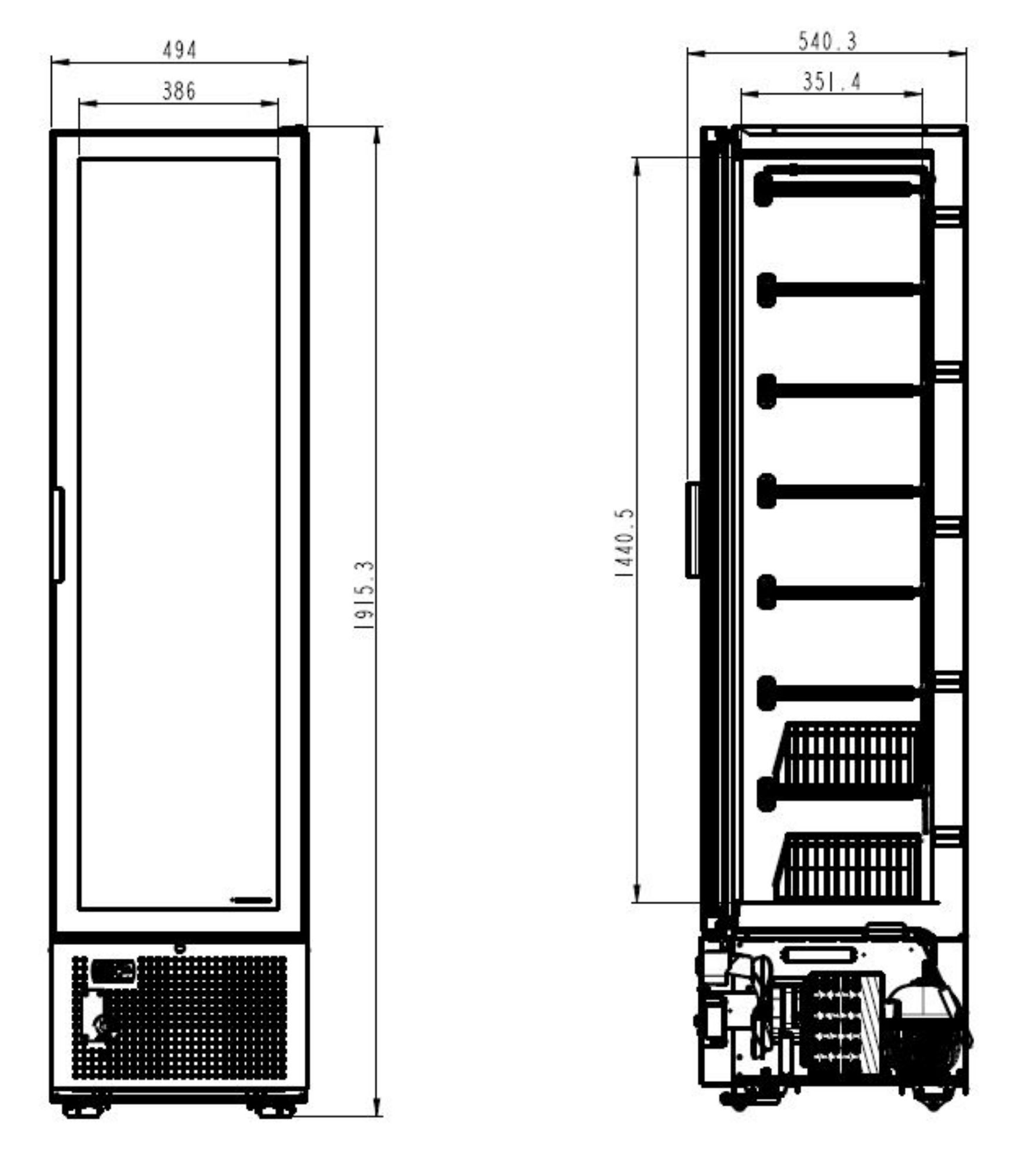 Picture of CombiSteel Upright Glass Door Freezer 221 Lt Black