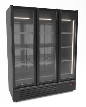 Picture of CombiSteel Refrigerator 3 Glass Door Black 1555L