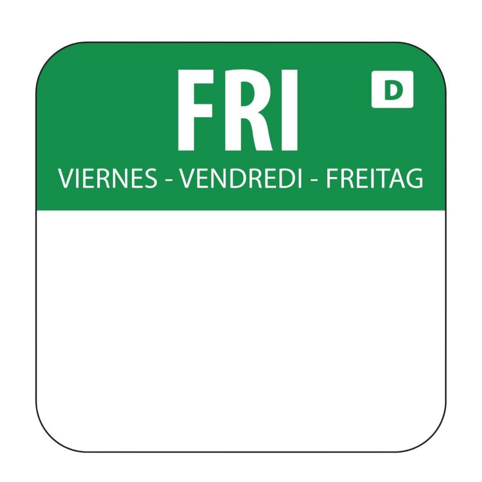 Picture of Hygiplas Dissolvable Food Rotation Labels Friday (Pack of 1000)