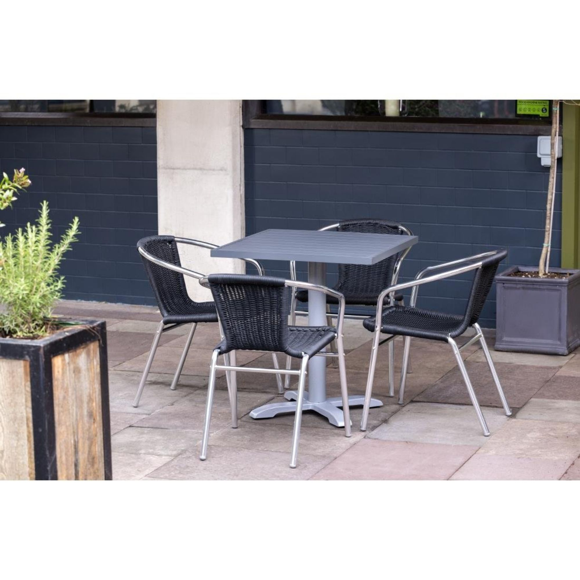 Picture of Bolero Aluminium and Black Wicker Chairs Black (Pack of 4)
