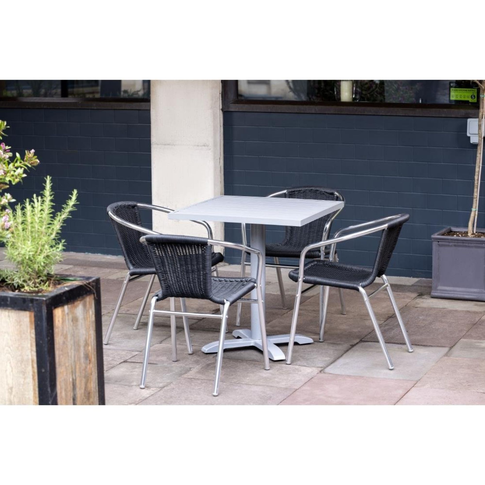 Picture of Bolero Aluminium and Black Wicker Chairs Black (Pack of 4)