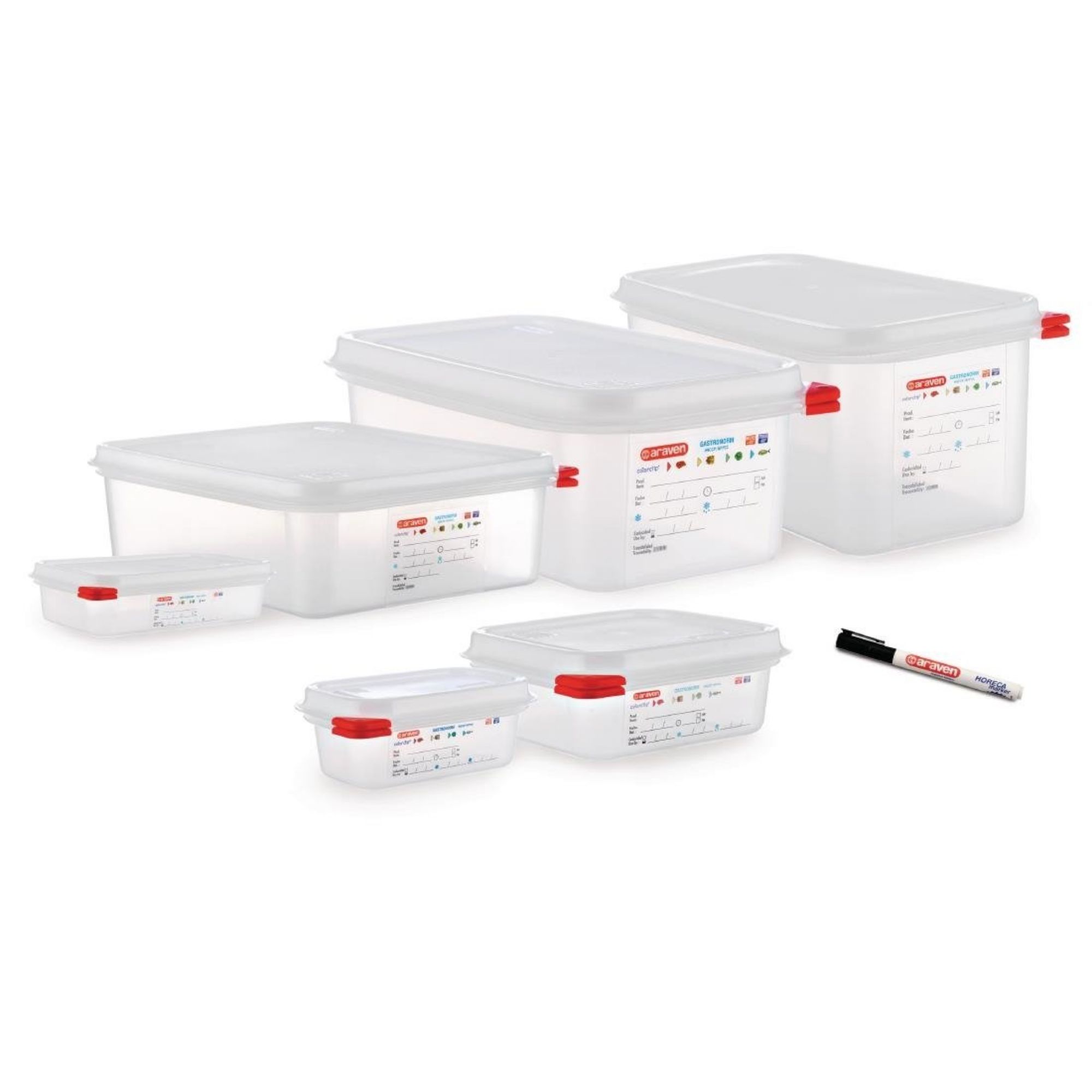 Picture of Araven Polypropylene 2/3 Gastronorm Food Storage Container 13.5Ltr (Pack of 4)