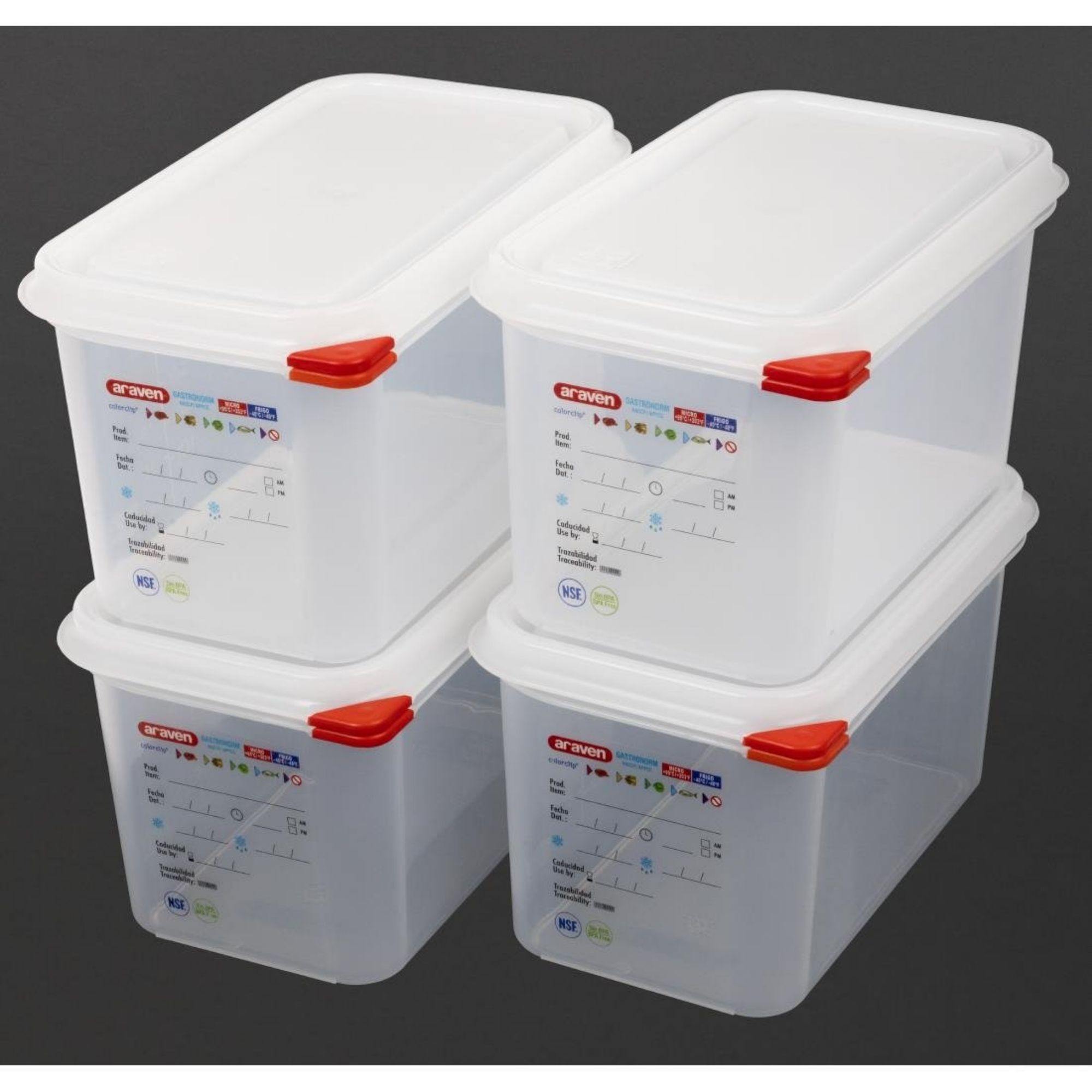 Picture of Araven Polypropylene 1/4 Gastronorm Food Containers 4.3Ltr (Pack of 4)
