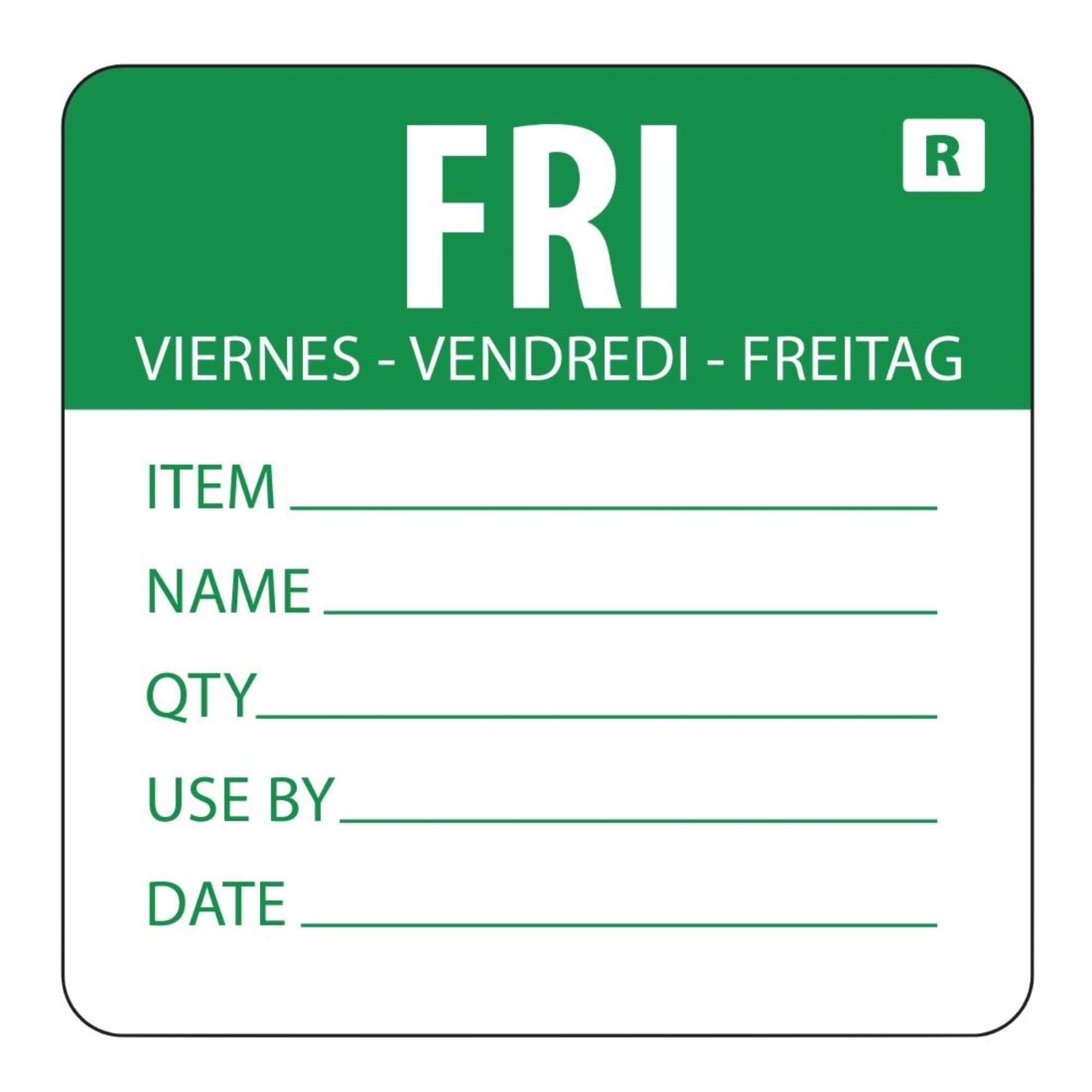 Picture of Hygiplas Removable Day of the Week Label Friday (Pack of 500)