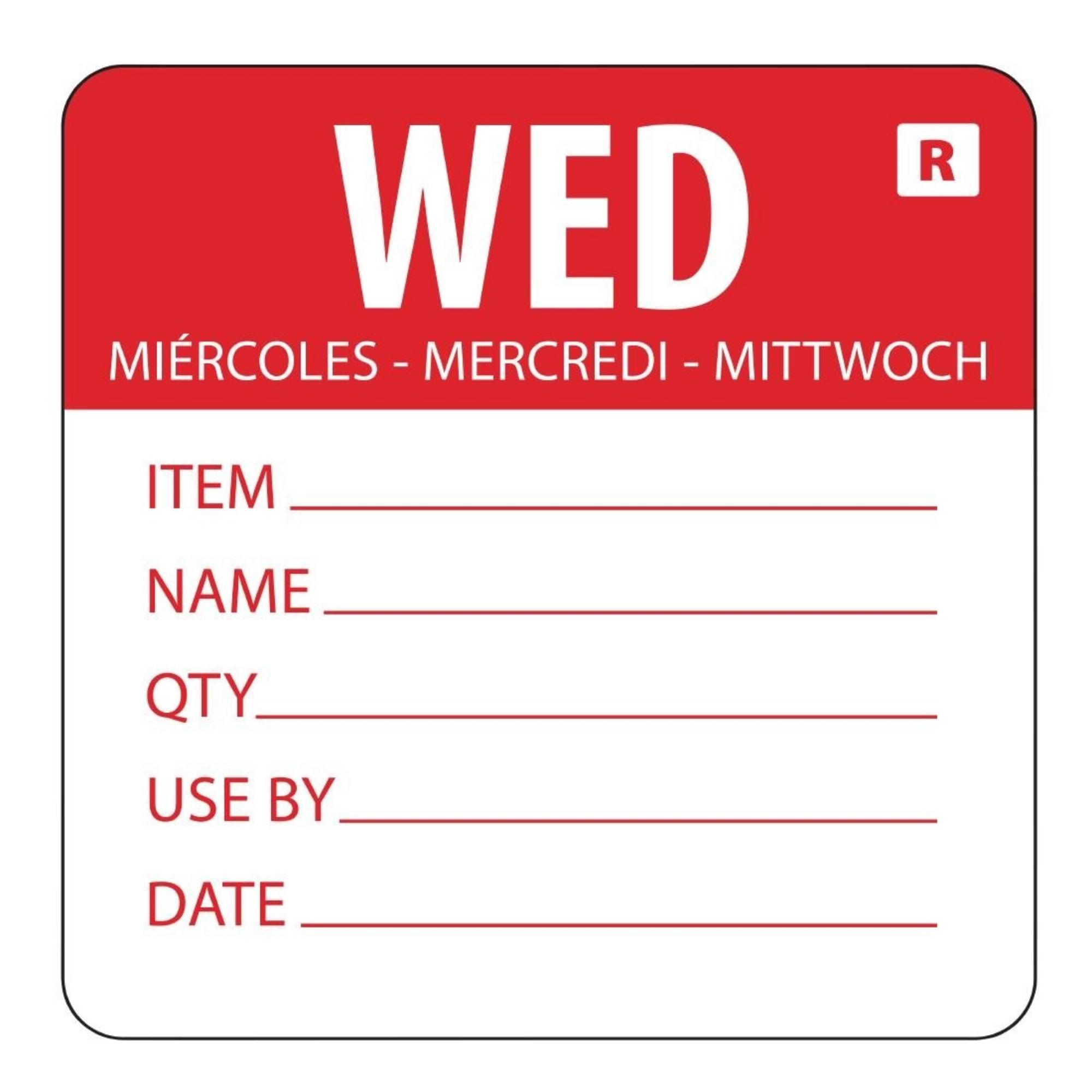 Picture of Hygiplas Removable Day of the Week Label Wednesday (Pack of 500)