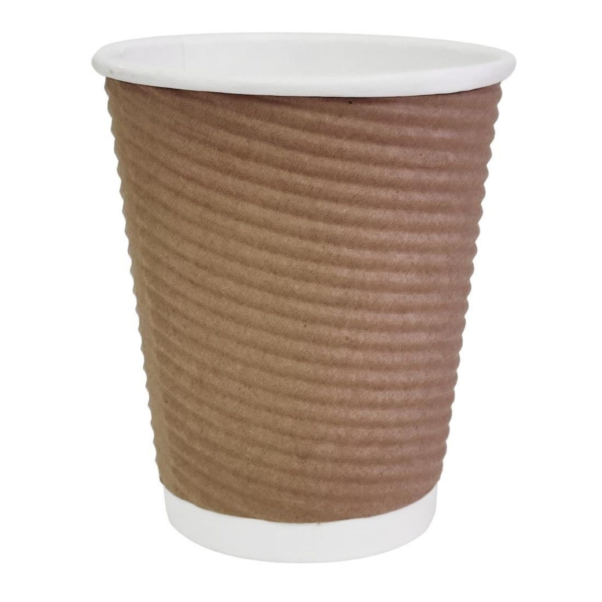 Picture of Fiesta Recyclable Coffee Cups Ripple Wall Kraft 225ml / 8oz (Pack of 25)