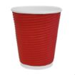 Picture of Fiesta Recyclable Coffee Cups Ripple Wall Red 225ml / 8oz (Pack of 500)