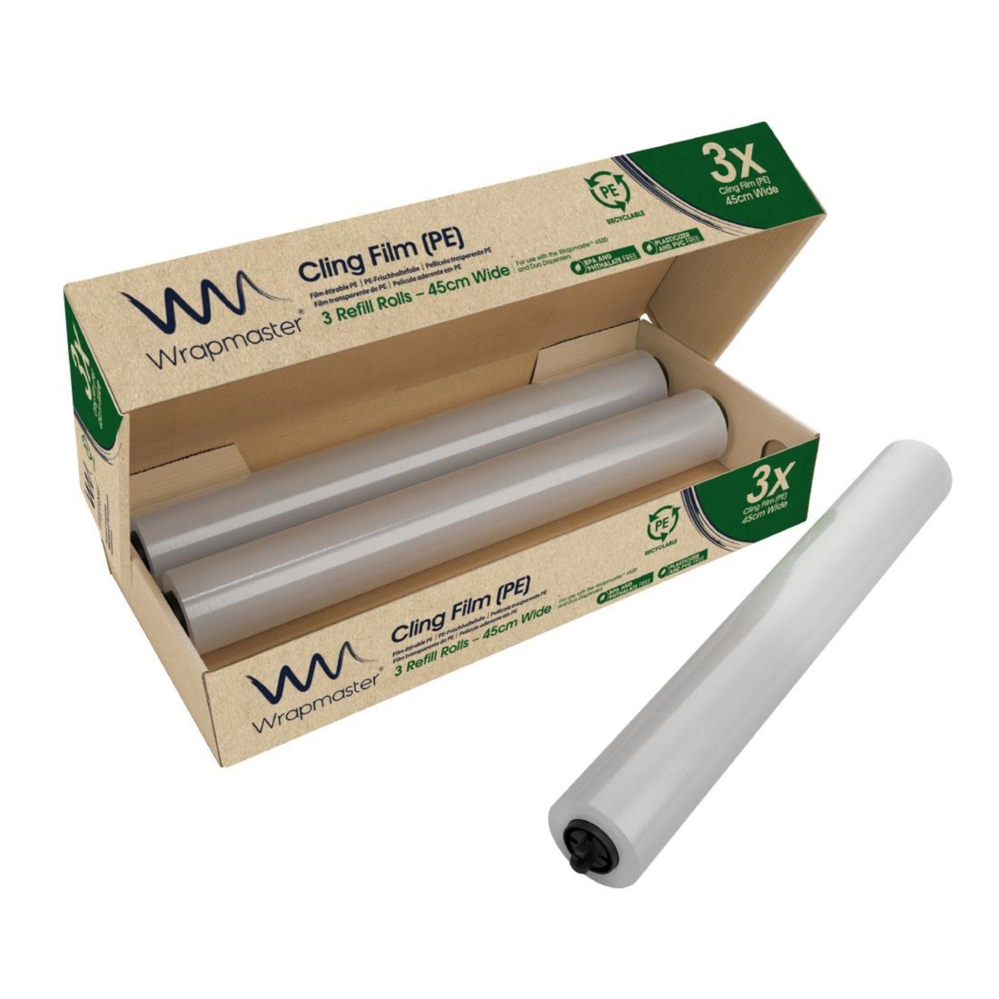 Picture of Wrapmaster 4500 PE Cling Film Refill 450mm x 300m (3 Pack)