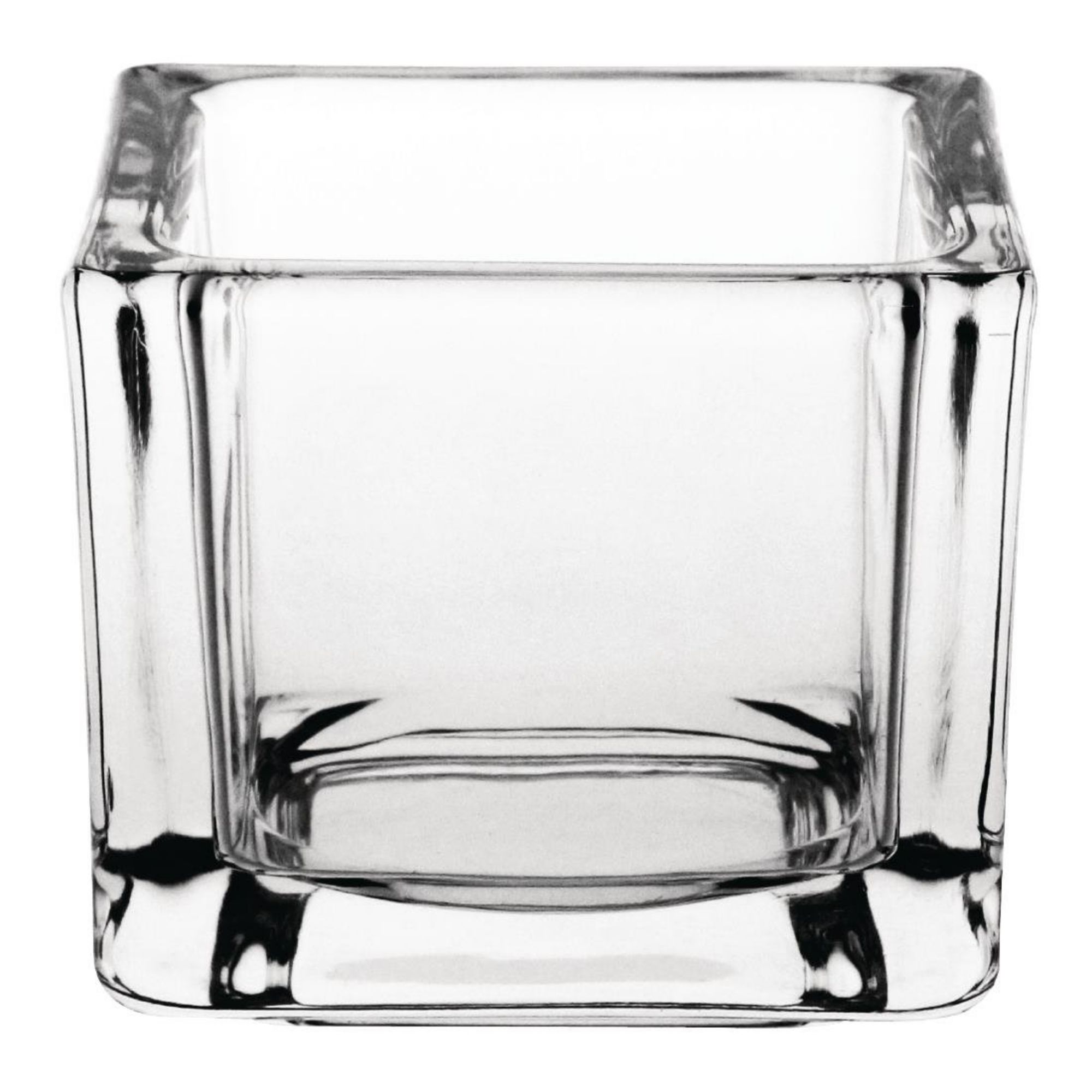 Picture of Olympia Glass Tealight Holder Square Clear (Pack of 6)
