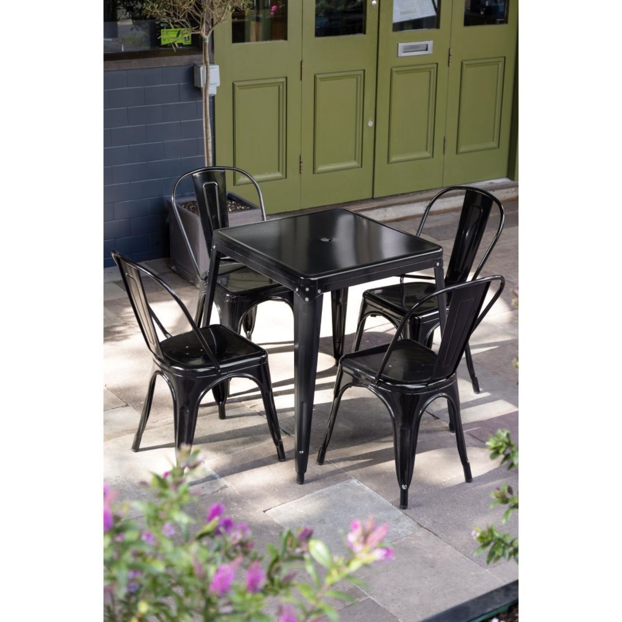 Picture of Bolero Bistro Steel Side Chairs Black (Pack of 4)