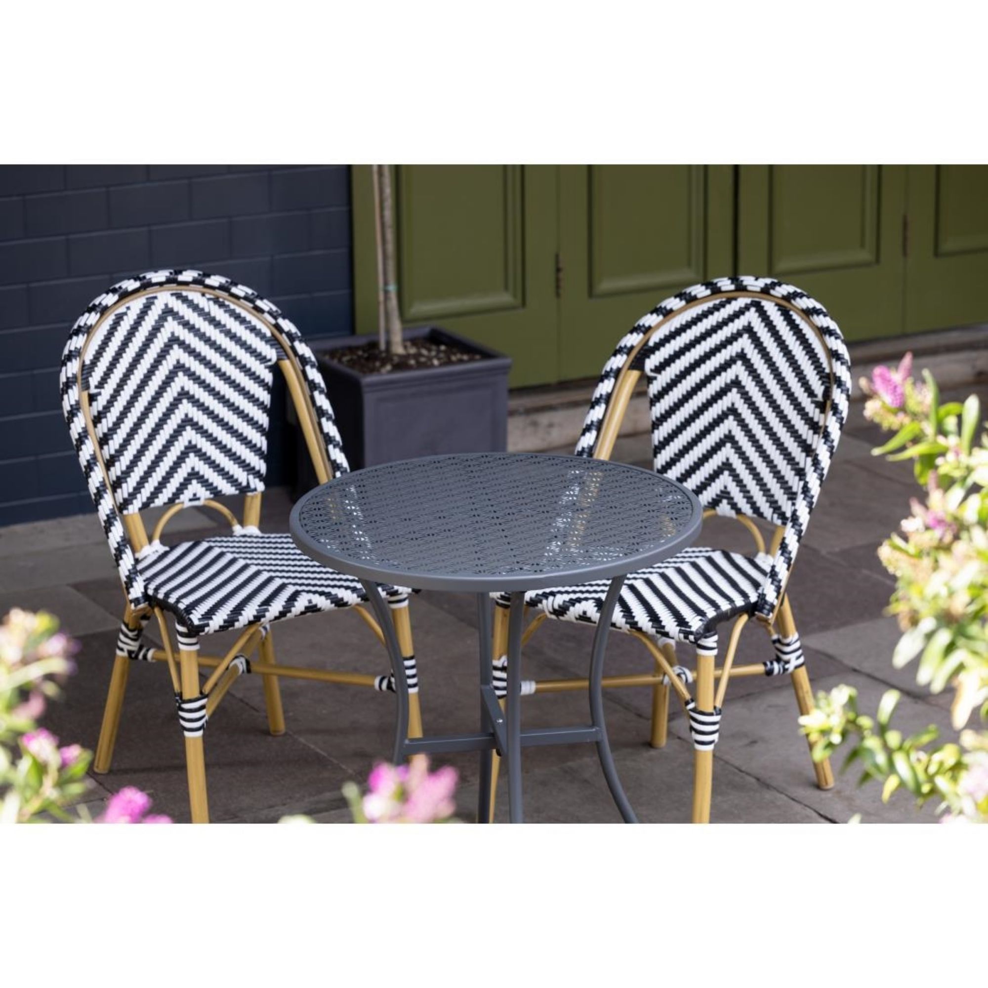 Picture of Bolero Round Steel Patterned Bistro Table Grey 600mm