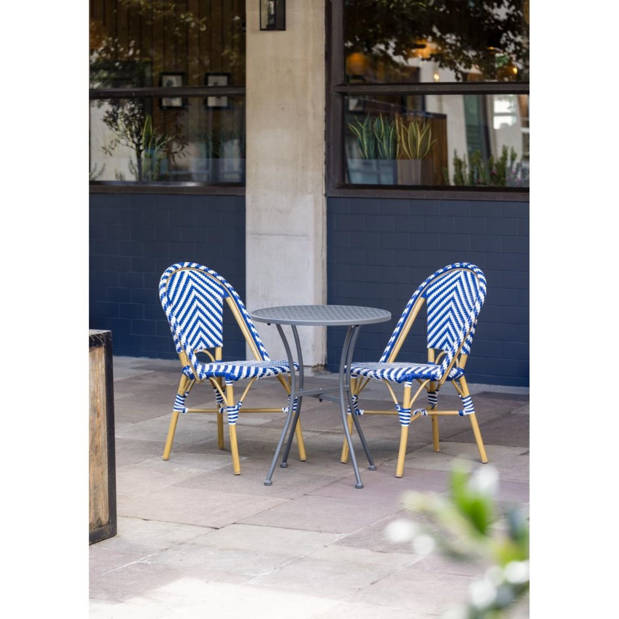 Picture of Bolero Round Steel Patterned Bistro Table Grey 600mm