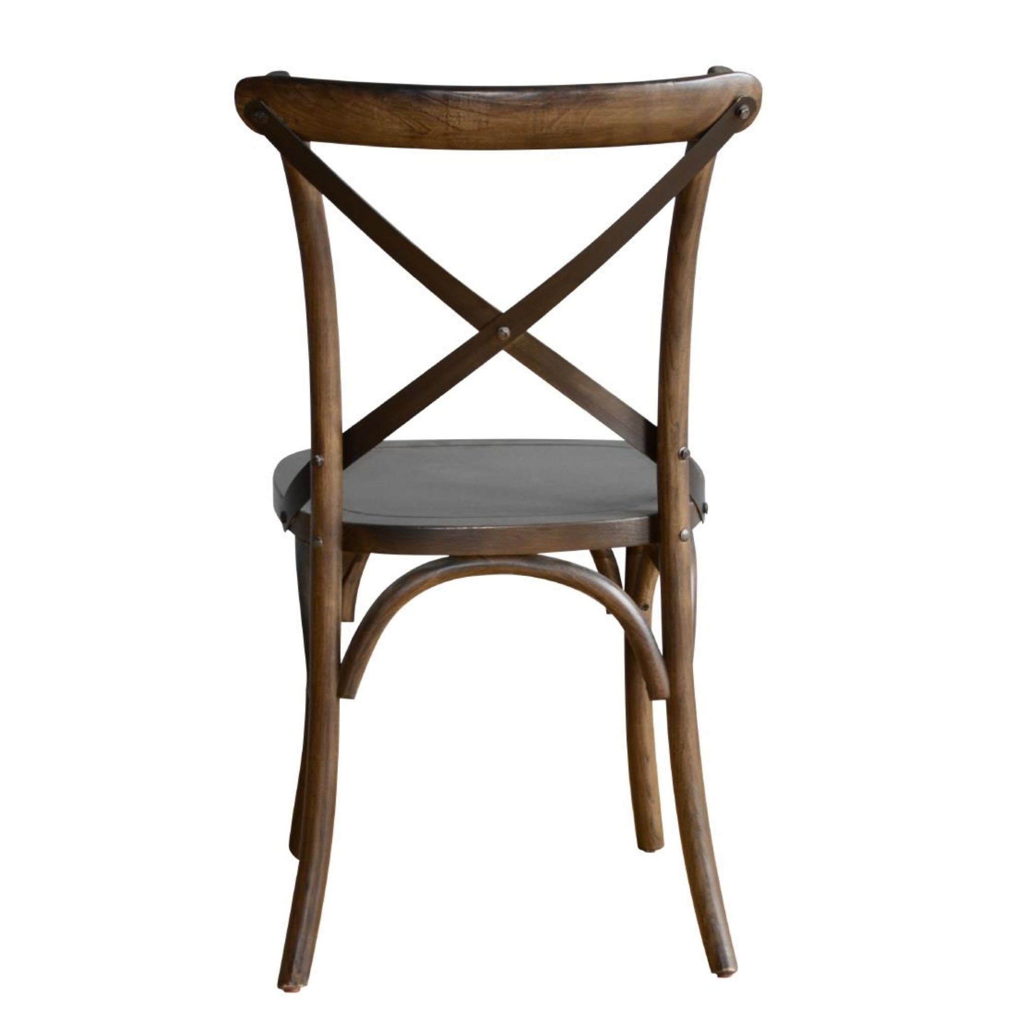 Picture of Bolero Wooden Dining Chair with Metal Cross Backrest Walnut Finish (Pack of 2)