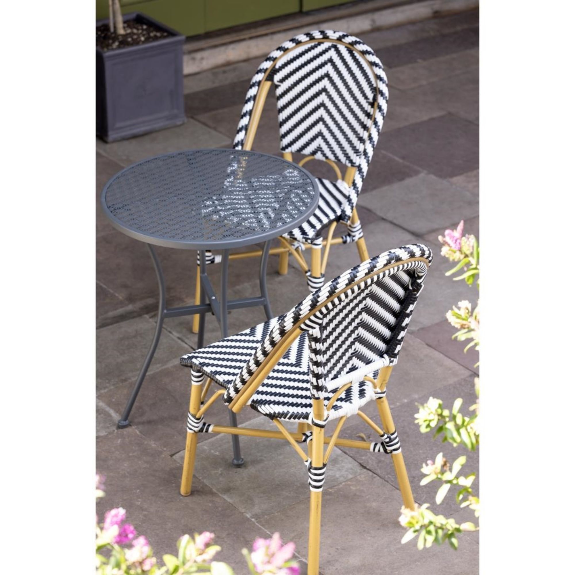 Picture of Bolero Round Steel Patterned Bistro Table Grey 600mm