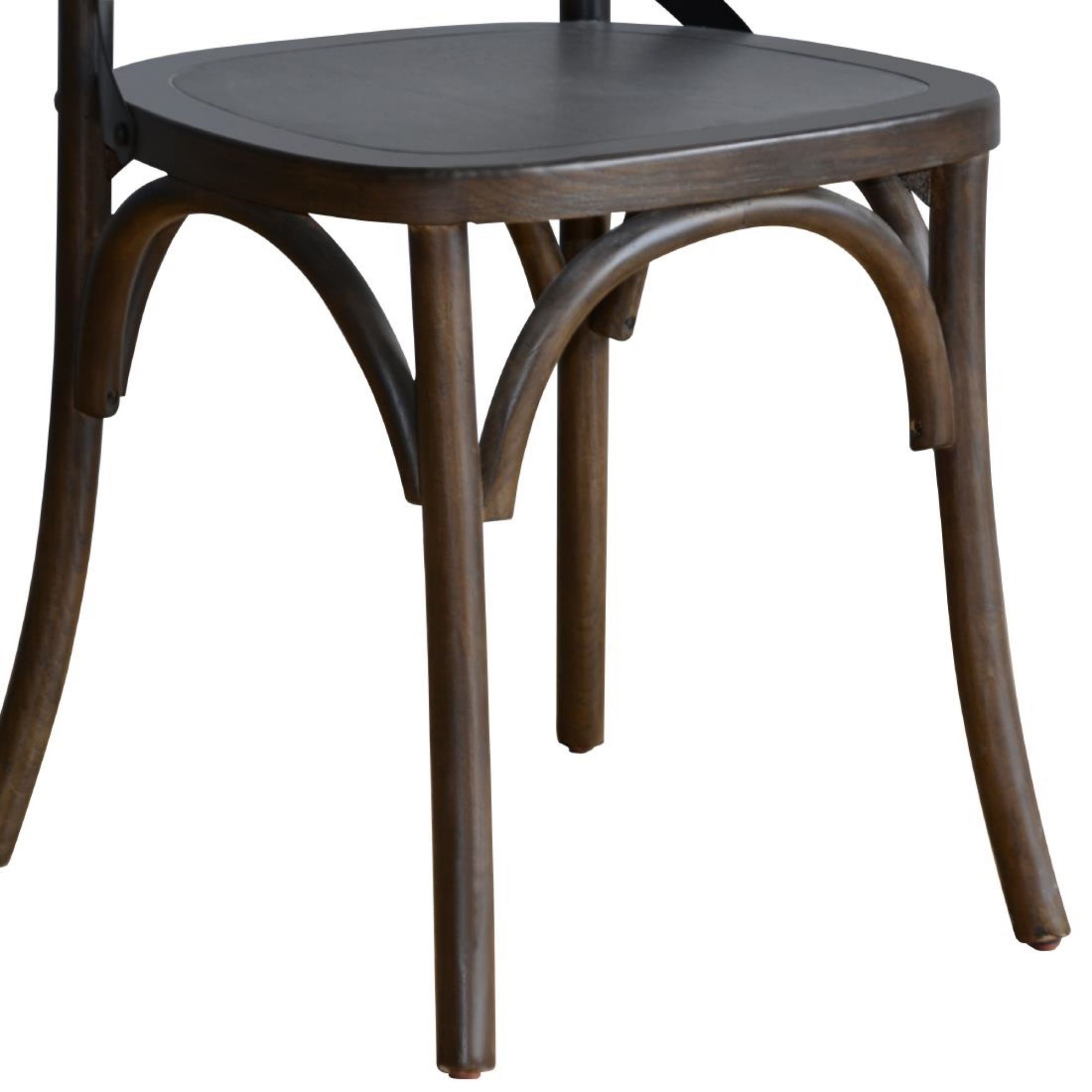 Picture of Bolero Wooden Dining Chair with Metal Cross Backrest Walnut Finish (Pack of 2)