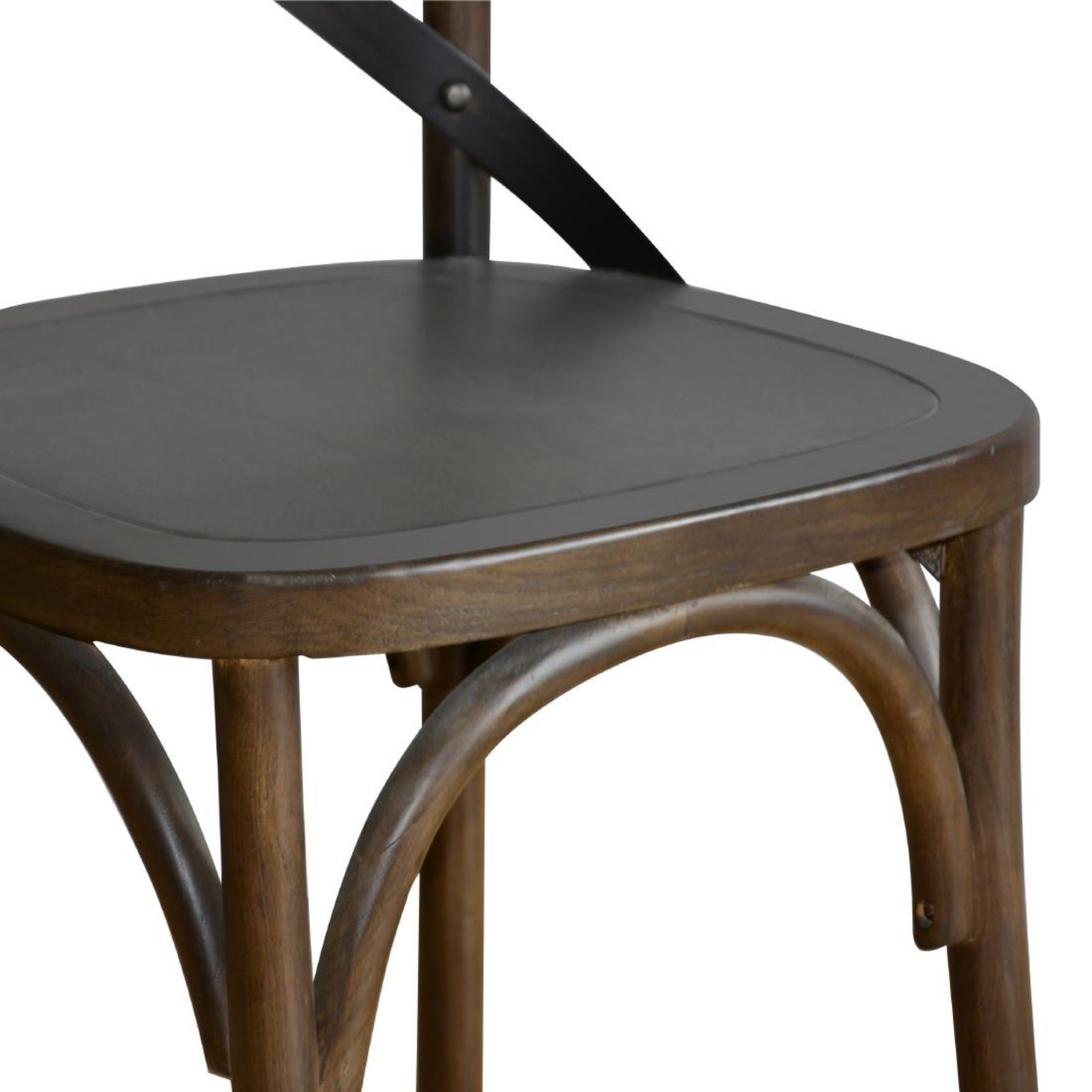 Picture of Bolero Wooden Dining Chair with Metal Cross Backrest Walnut Finish (Pack of 2)