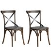 Picture of Bolero Wooden Dining Chair with Metal Cross Backrest Walnut Finish (Pack of 2)