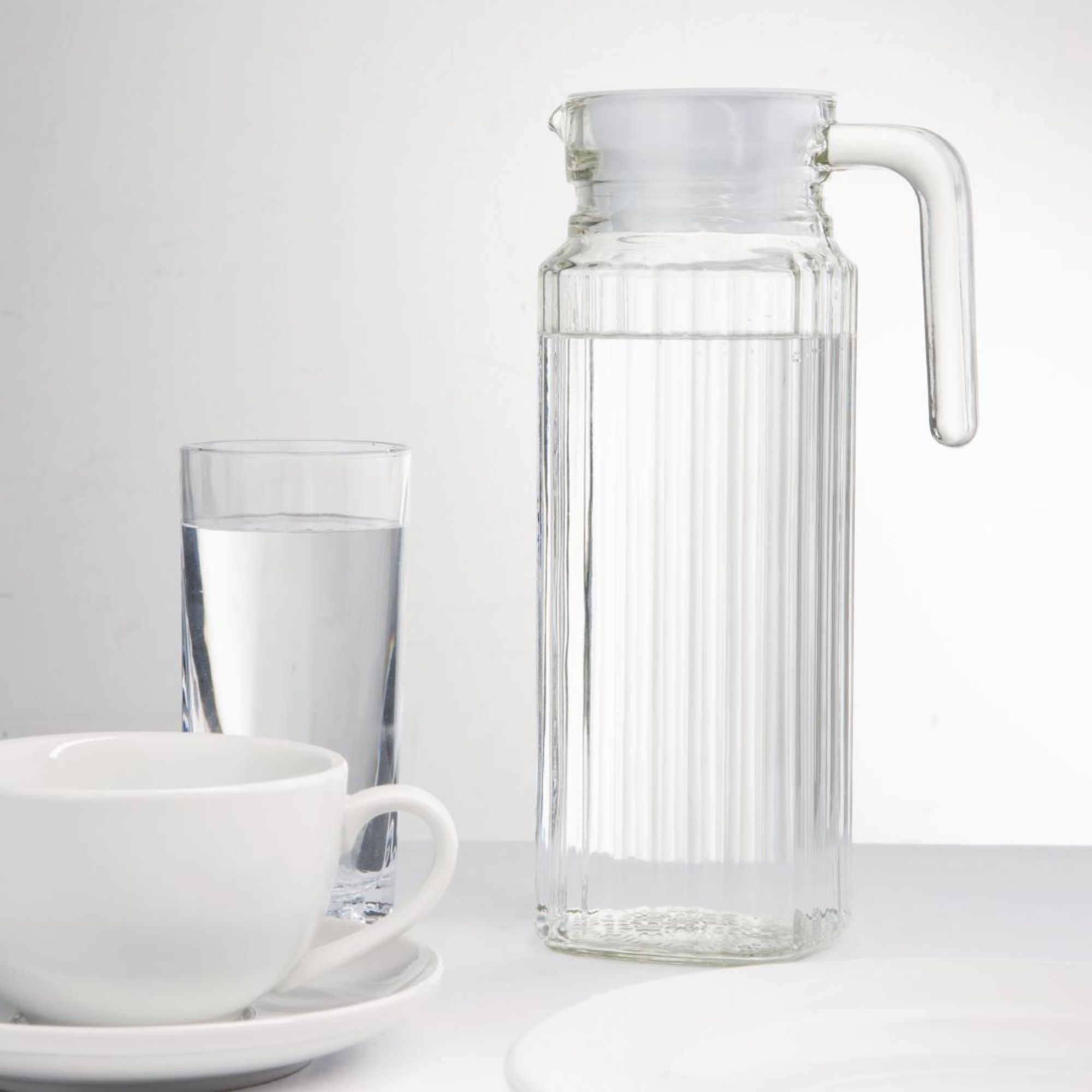 Picture of Olympia Ribbed Glass Jugs 1Ltr (Pack of 6)