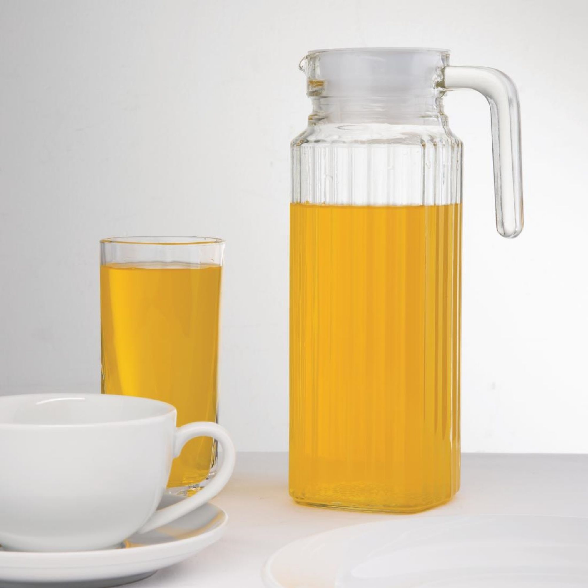 Picture of Olympia Ribbed Glass Jugs 1Ltr (Pack of 6)