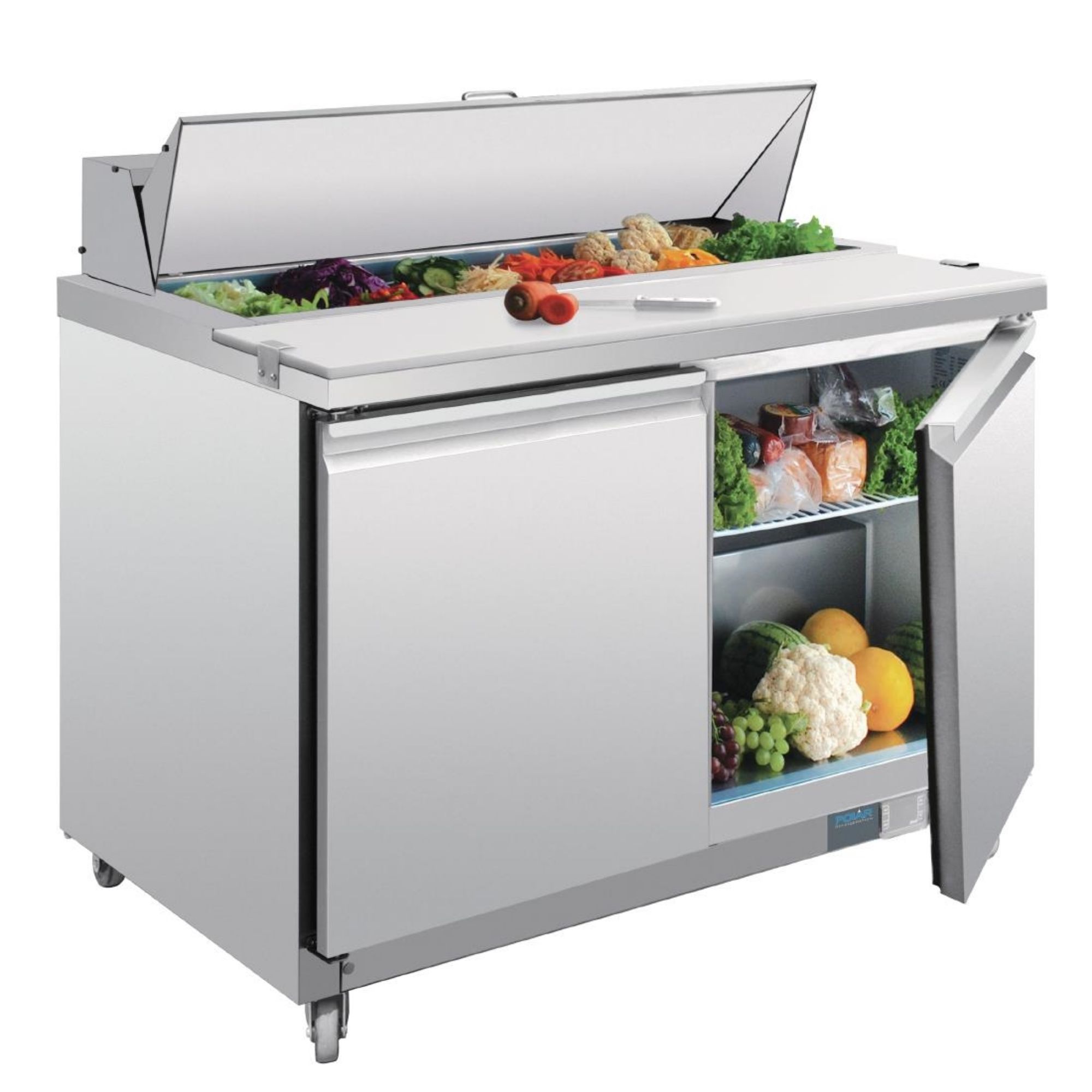 Picture of Polar U-Series Double Door Prep Counter Fridge 405Ltr