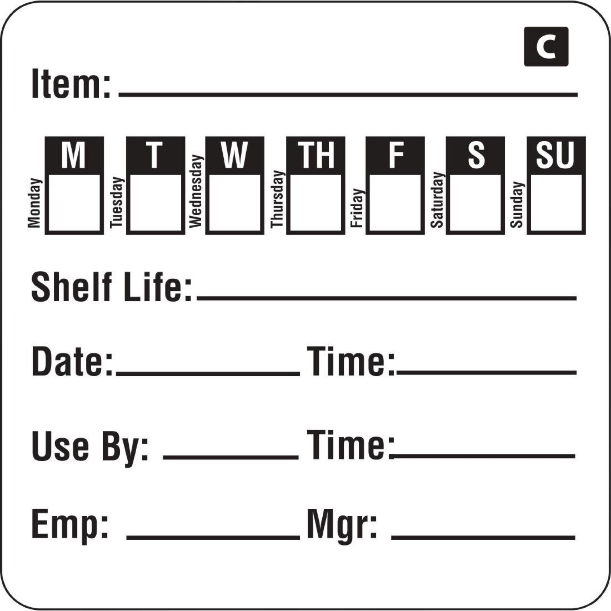 Picture of Hygiplas Freezable Day of the Week Labels (Pack of 500)