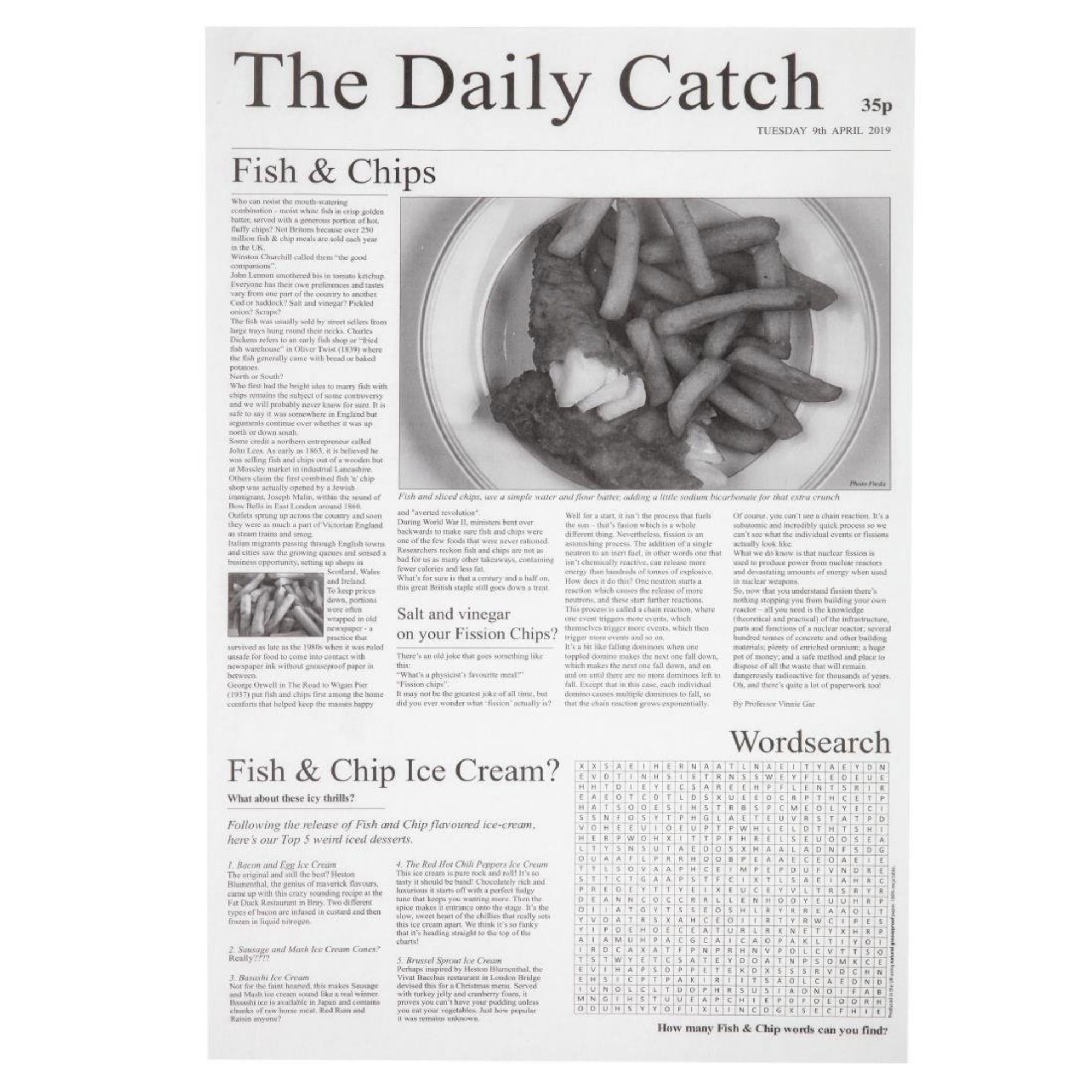 Picture of Greaseproof Paper Sheets Newspaper Print 270 x 420mm (Pack of 500)