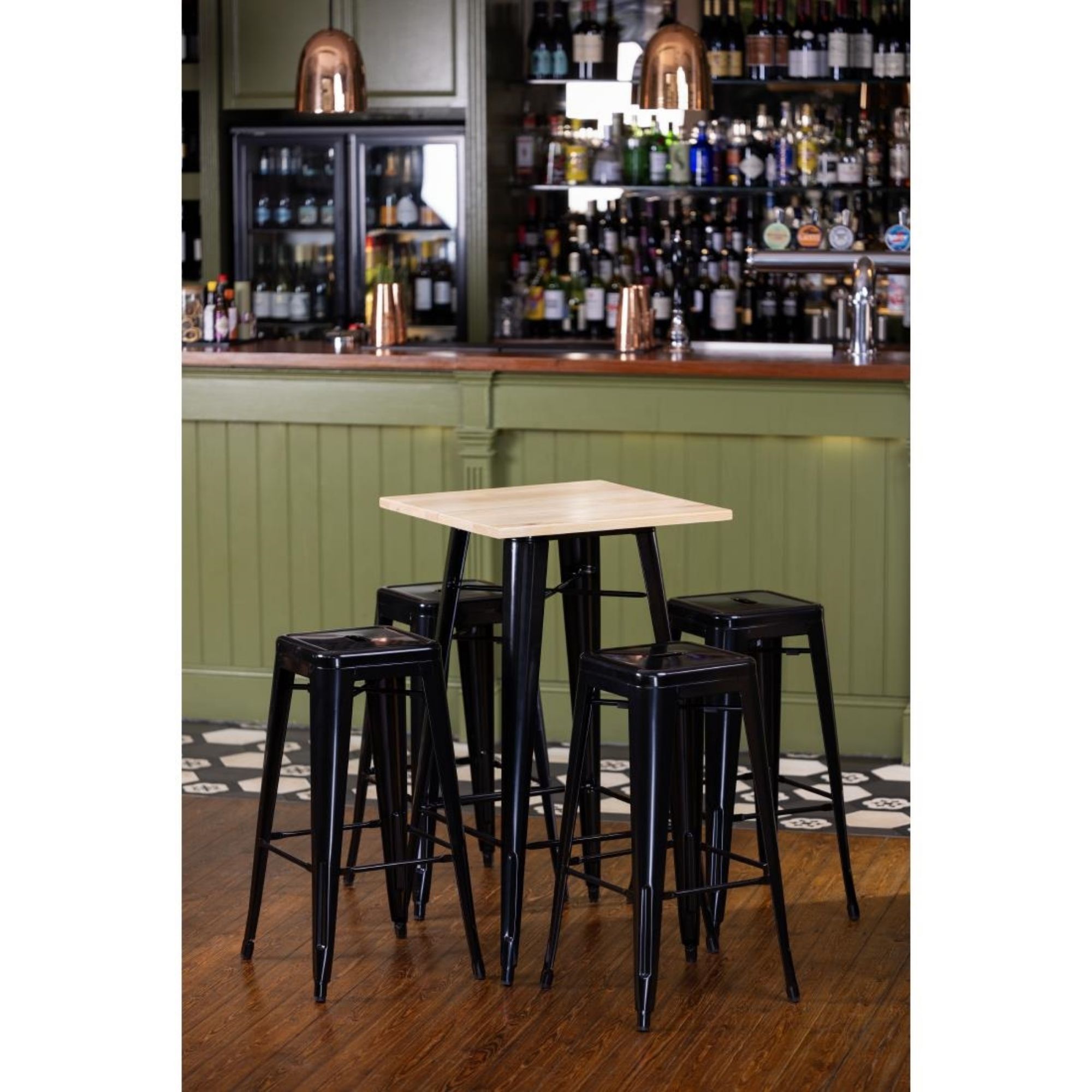 Picture of Bolero Bistro Bar Table with Wooden Top Black