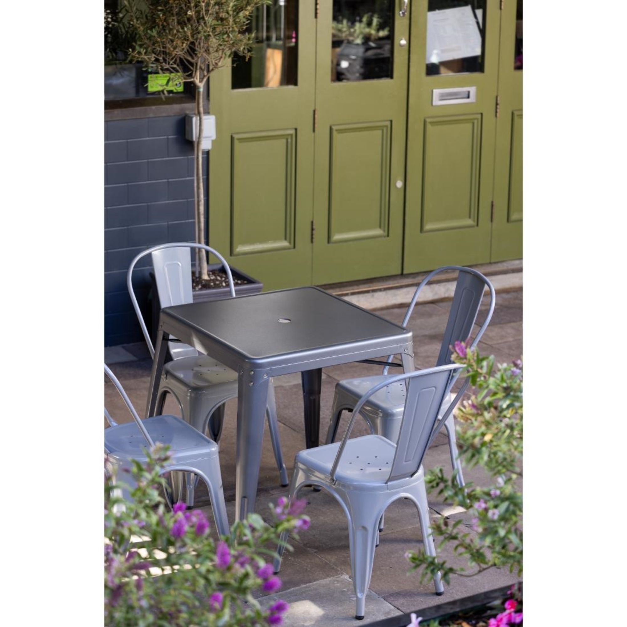 Picture of Bolero Bistro Square Steel Table Gun Metal 668mm